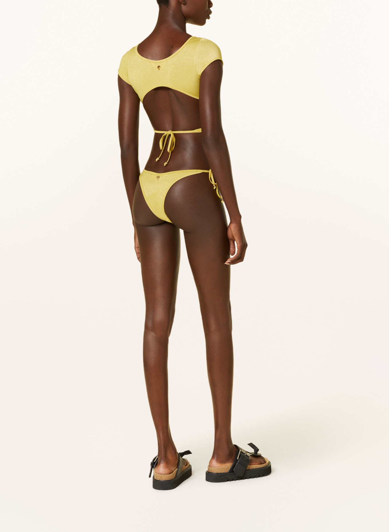 Palm Angels Triangle bikini bottoms with glitter thread, Color: DARK YELLOW (Image 3)