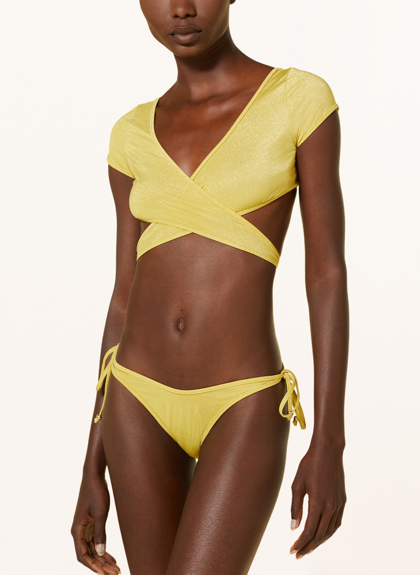 Palm Angels Bralette bikini top with glitter thread, Color: DARK YELLOW (Image 4)
