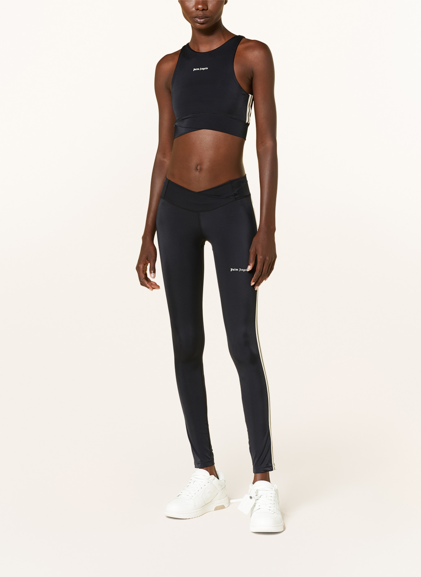 Palm Angels Cropped top with tuxedo stripe, Color: BLACK (Image 2)