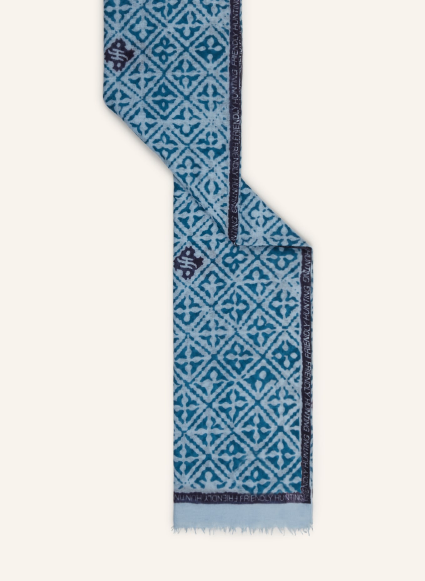 friendly hunting Cashmere scarf EYES OF MARRAKESH, Color: BLUE/ DARK BLUE/ DARK GREEN (Image 2)