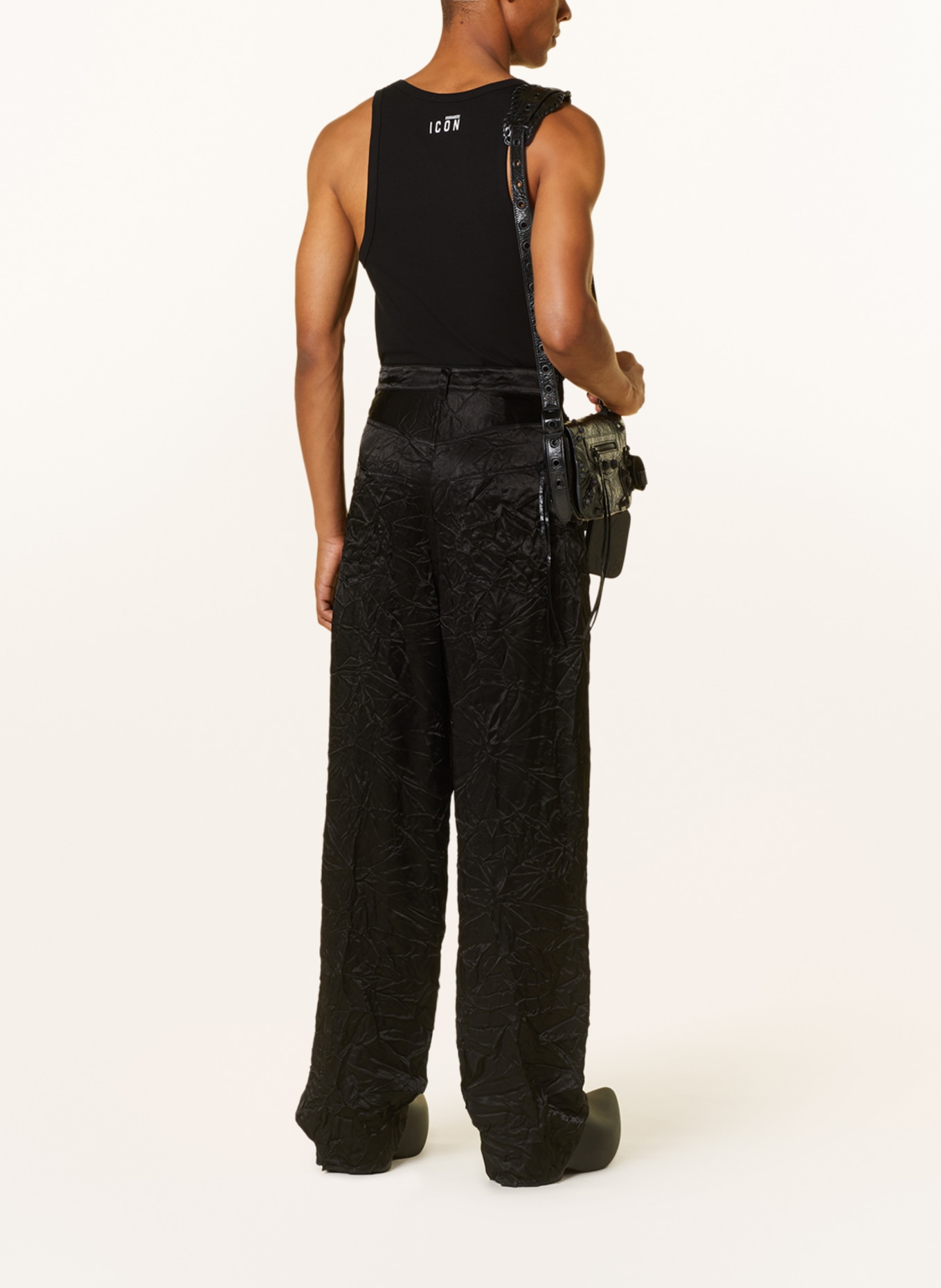BALENCIAGA Spodnie satynowe large fit, Kolor: CZARNY (Obrazek 3)