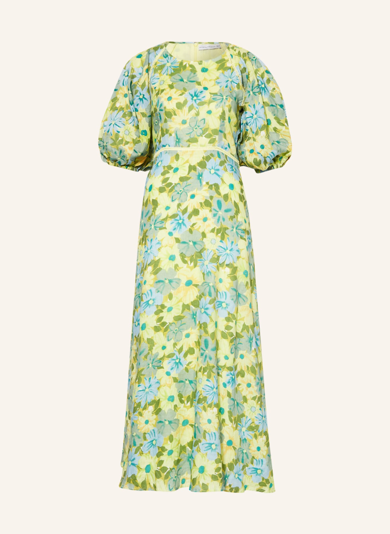 FAITHFULL THE BRAND Linen dress VALERINA, Color: GREEN/ LIGHT BLUE/ YELLOW (Image 1)