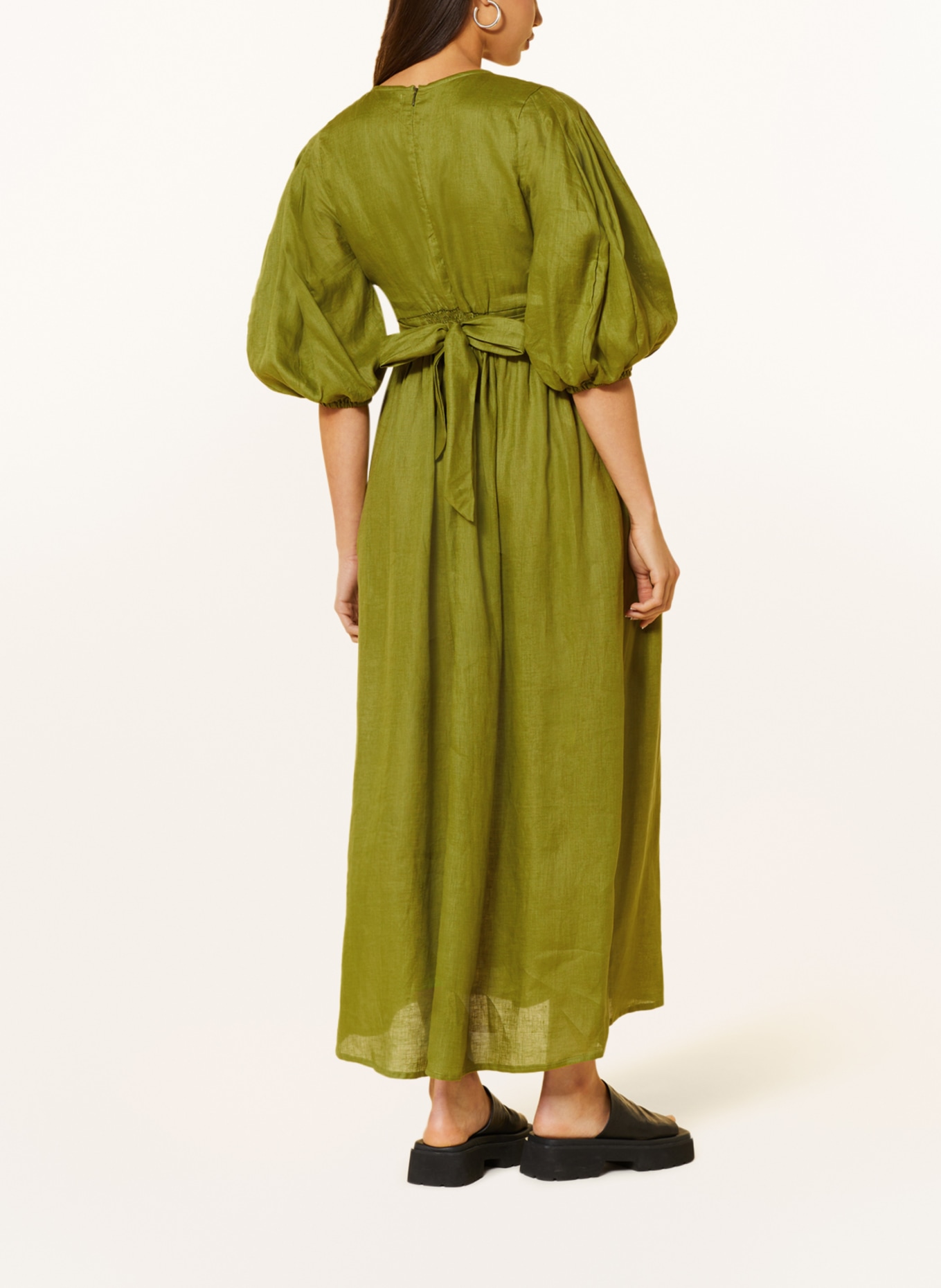 FAITHFULL THE BRAND Linen dress CLEMENTE, Color: GREEN (Image 3)