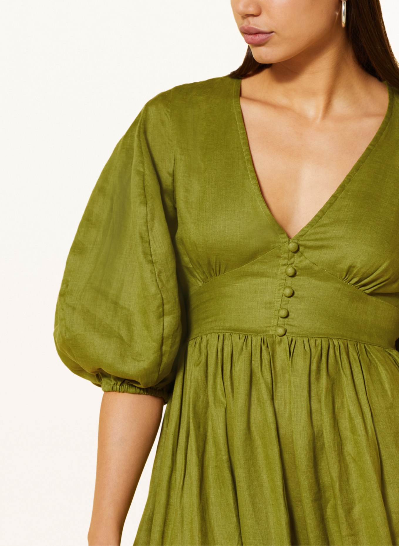 FAITHFULL THE BRAND Linen dress CLEMENTE, Color: GREEN (Image 4)