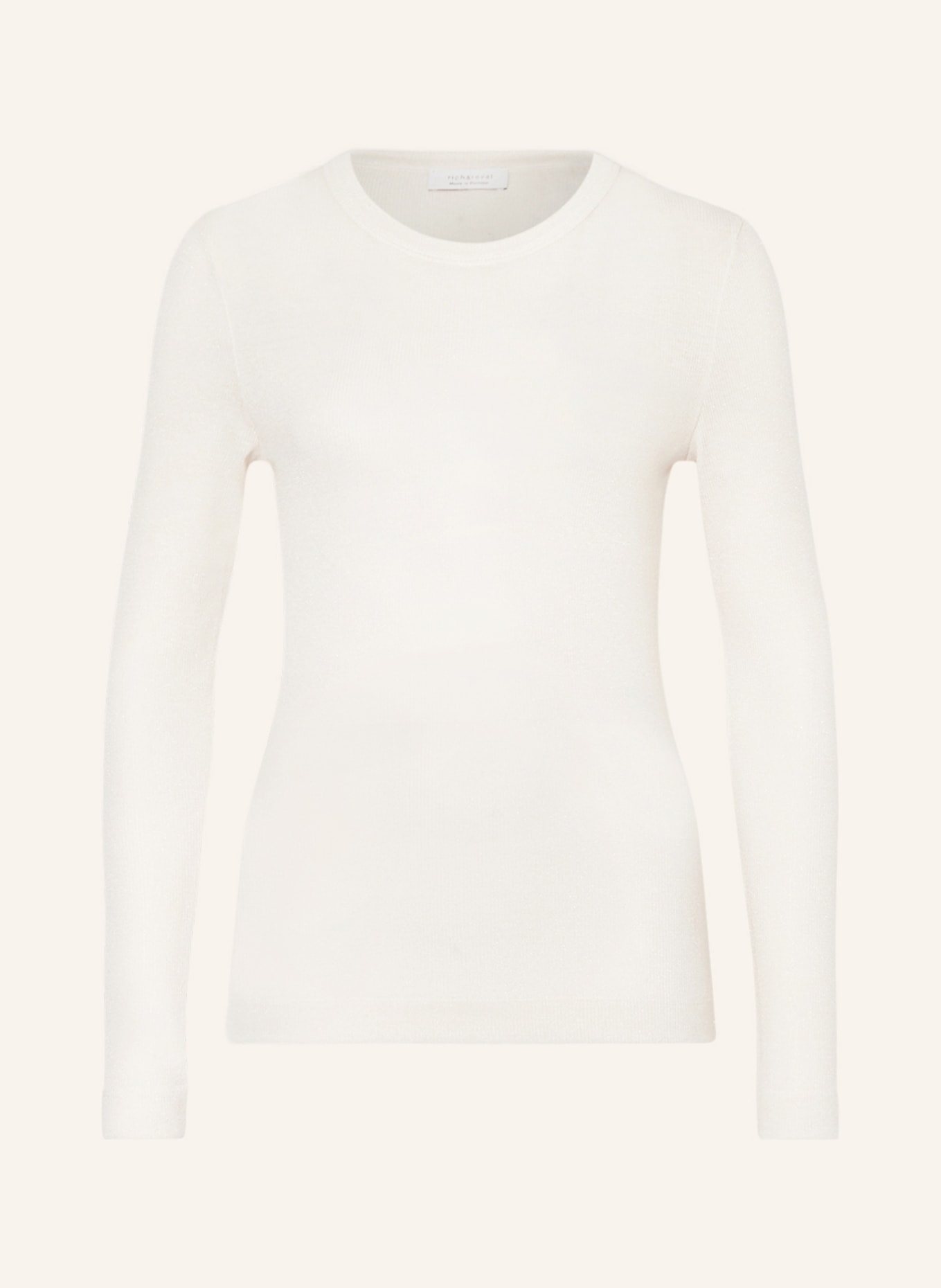 rich&royal Long sleeve shirt with glitter thread, Color: WHITE (Image 1)