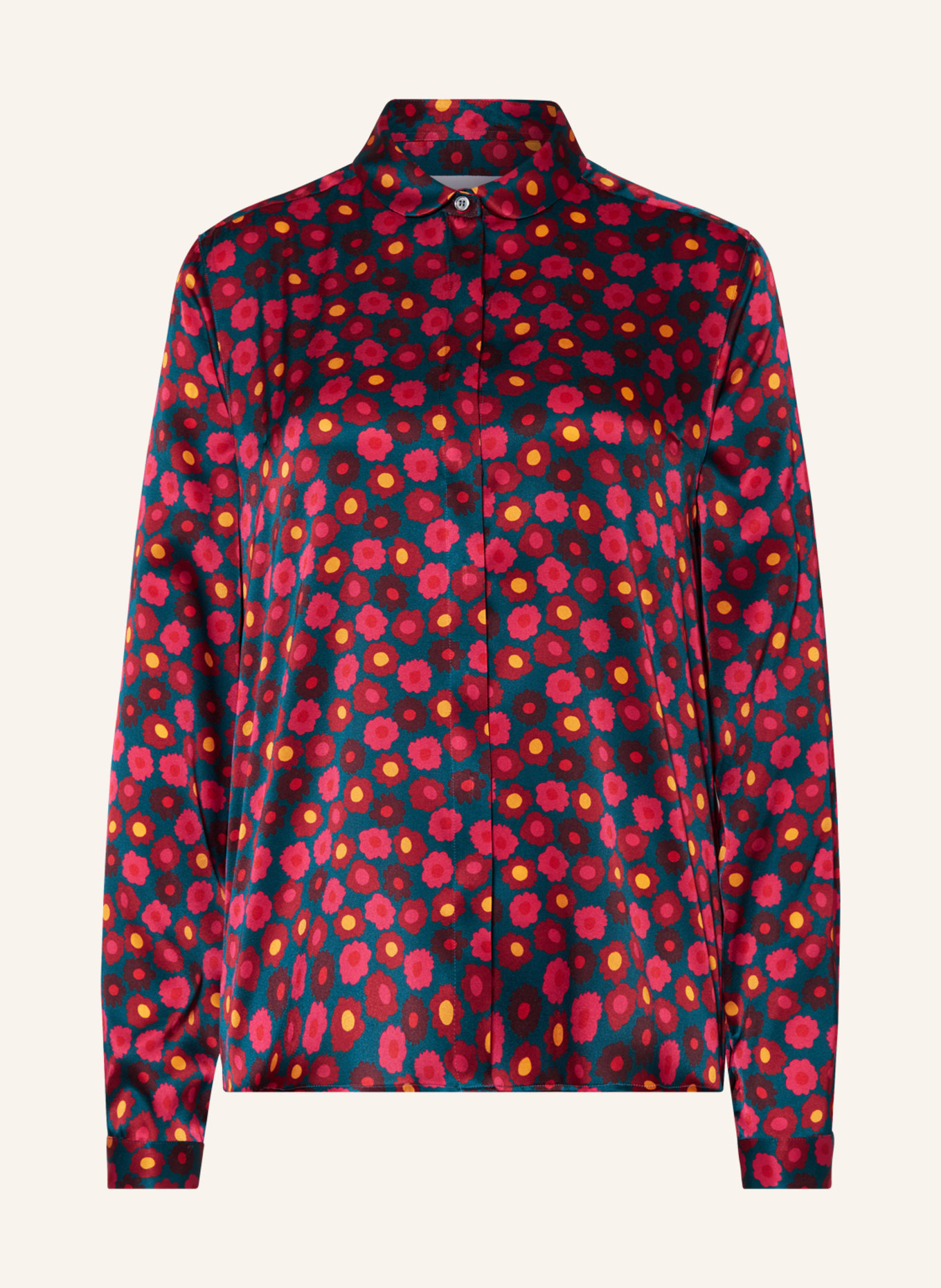ROBERT FRIEDMAN Silk blouse ASIA, Color: TEAL/ PINK/ DARK RED (Image 1)
