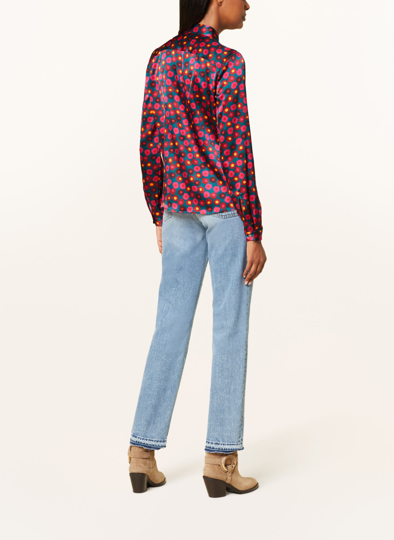ROBERT FRIEDMAN Silk blouse ASIA, Color: TEAL/ PINK/ DARK RED (Image 3)
