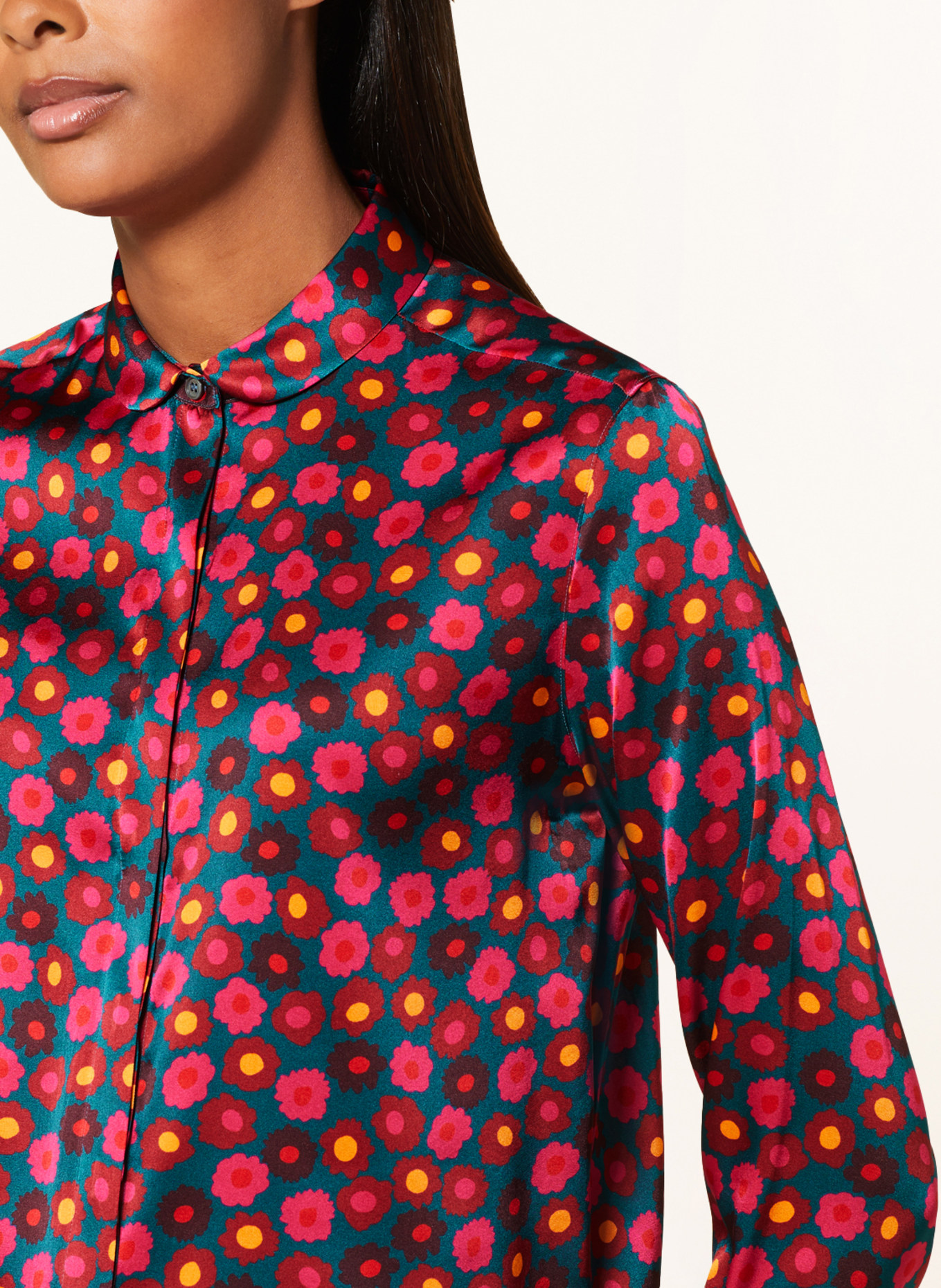 ROBERT FRIEDMAN Silk blouse ASIA, Color: TEAL/ PINK/ DARK RED (Image 4)