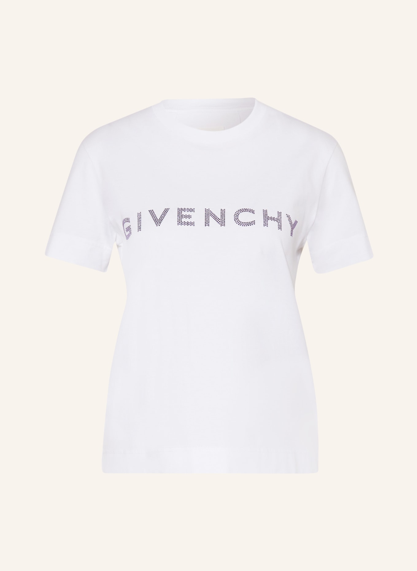 GIVENCHY T-Shirt mit Schmucksteinen, Farbe: WEISS/ HELLLILA (Bild 1)