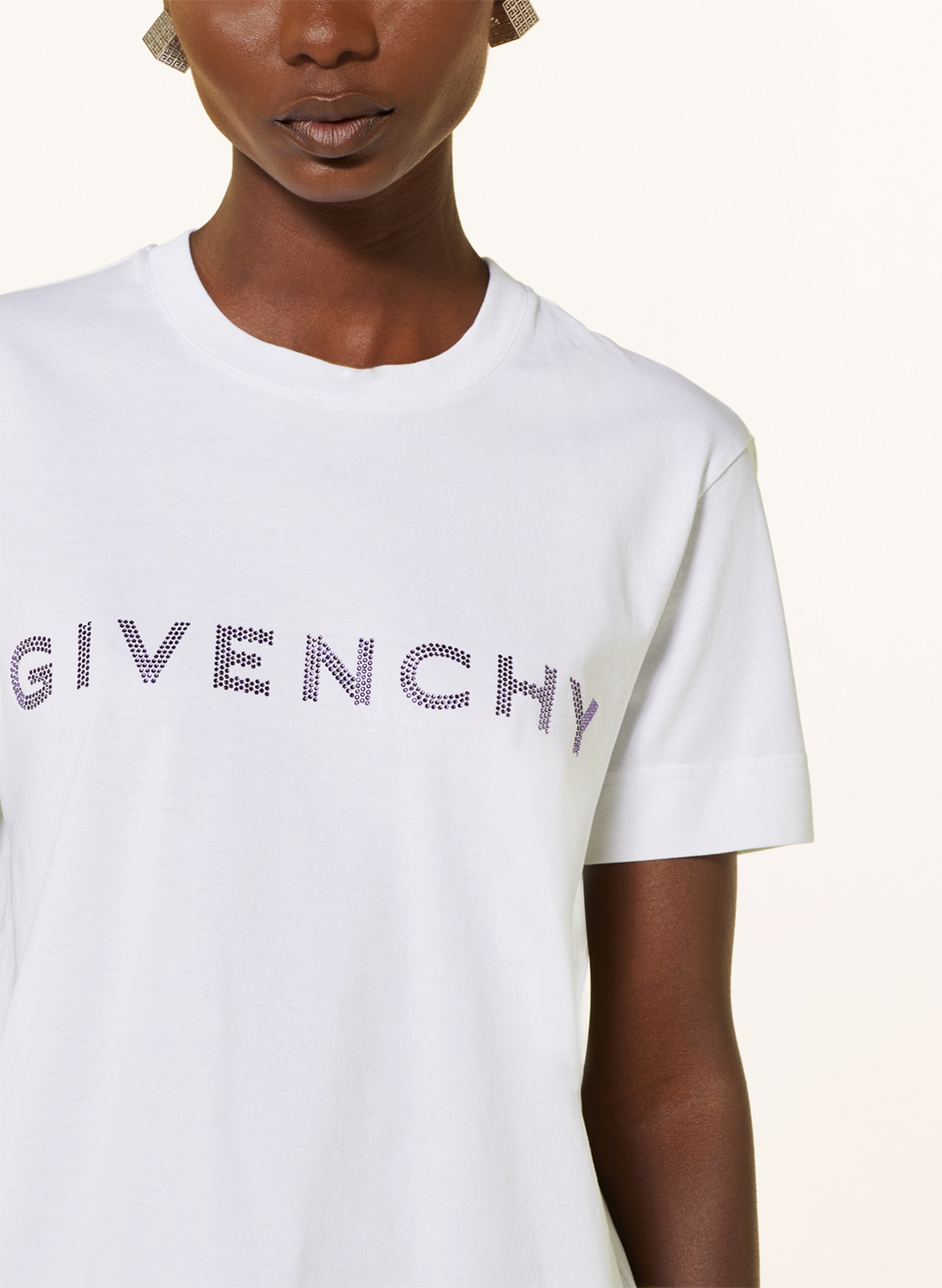 GIVENCHY T-Shirt mit Schmucksteinen, Farbe: WEISS/ HELLLILA (Bild 4)