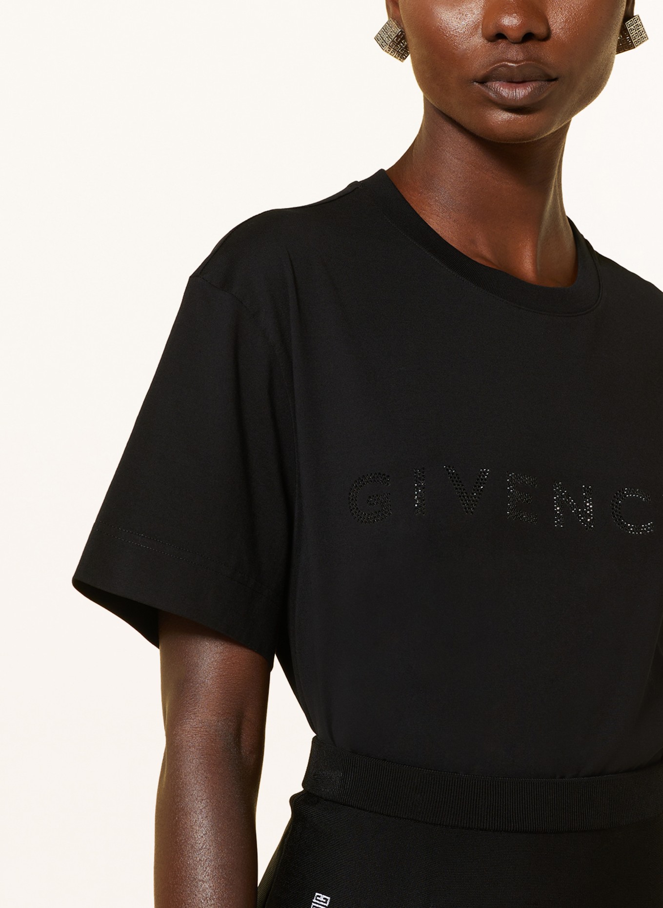 GIVENCHY T-shirt with decorative gems, Color: BLACK (Image 4)