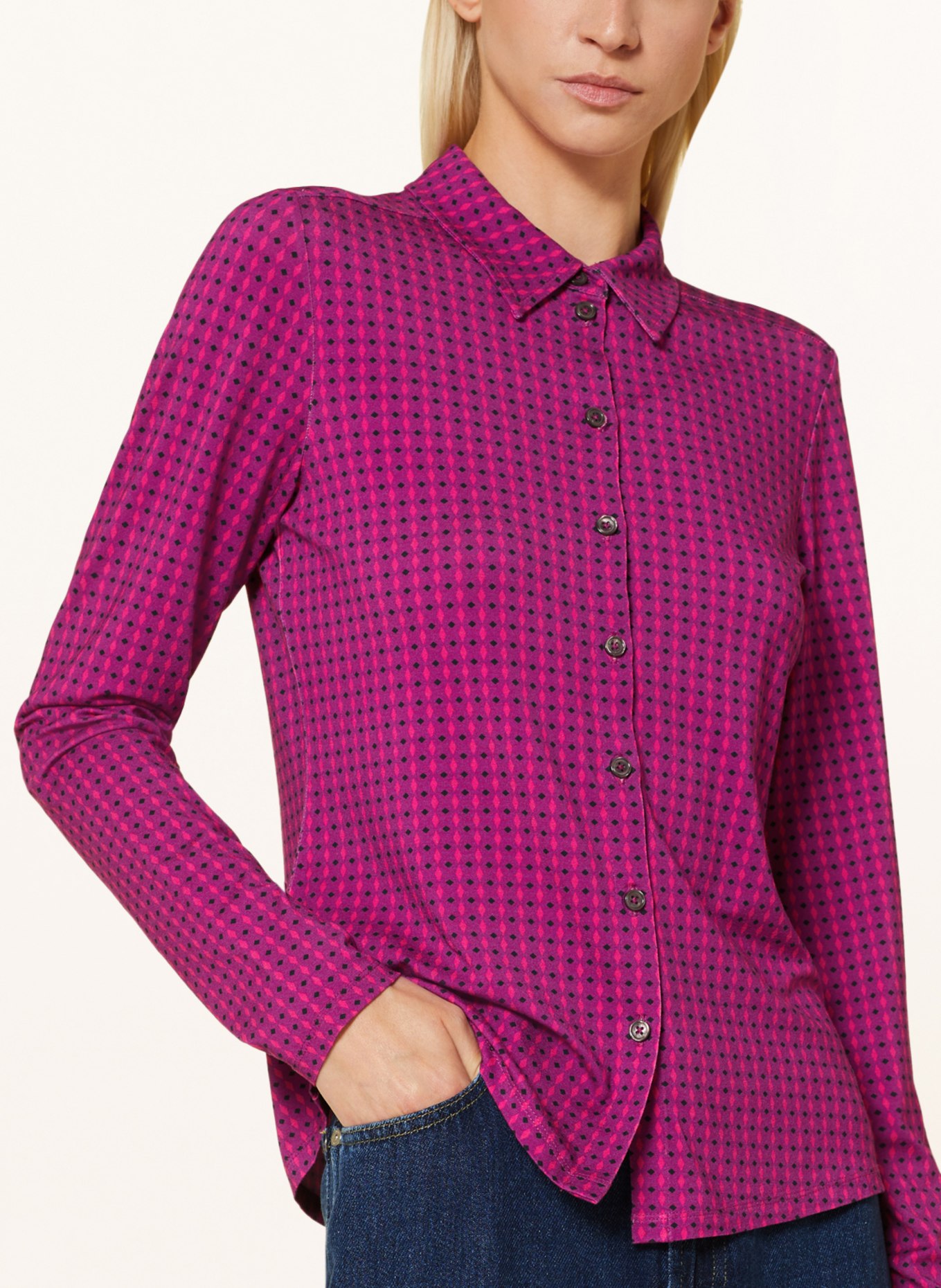 Marc O'Polo Shirt blouse made of jersey, Color: PINK/ BLACK/ FUCHSIA (Image 4)