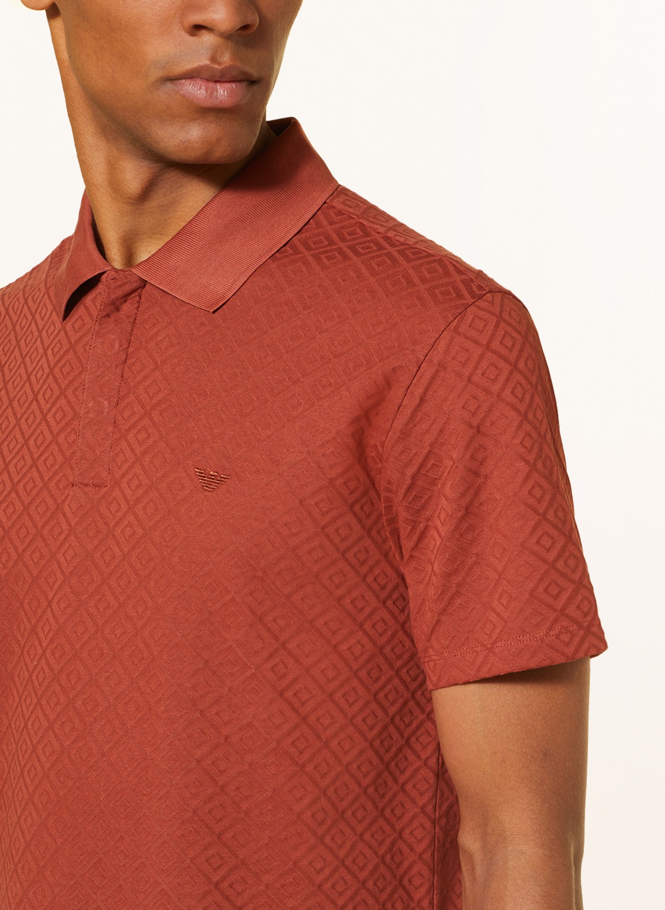 EMPORIO ARMANI Knitted polo shirt, Color: BROWN (Image 4)