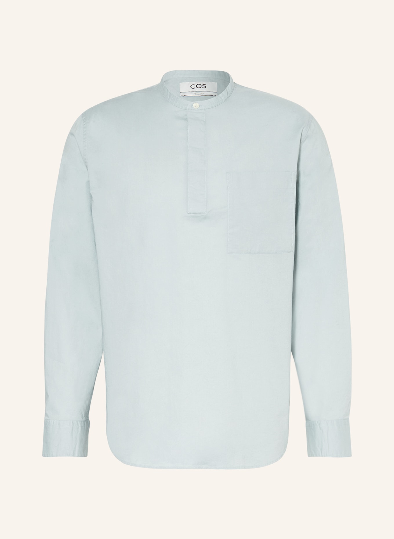 COS Shirt relaxed fit with stand-up collar, Color: LIGHT GREEN (Image 1)