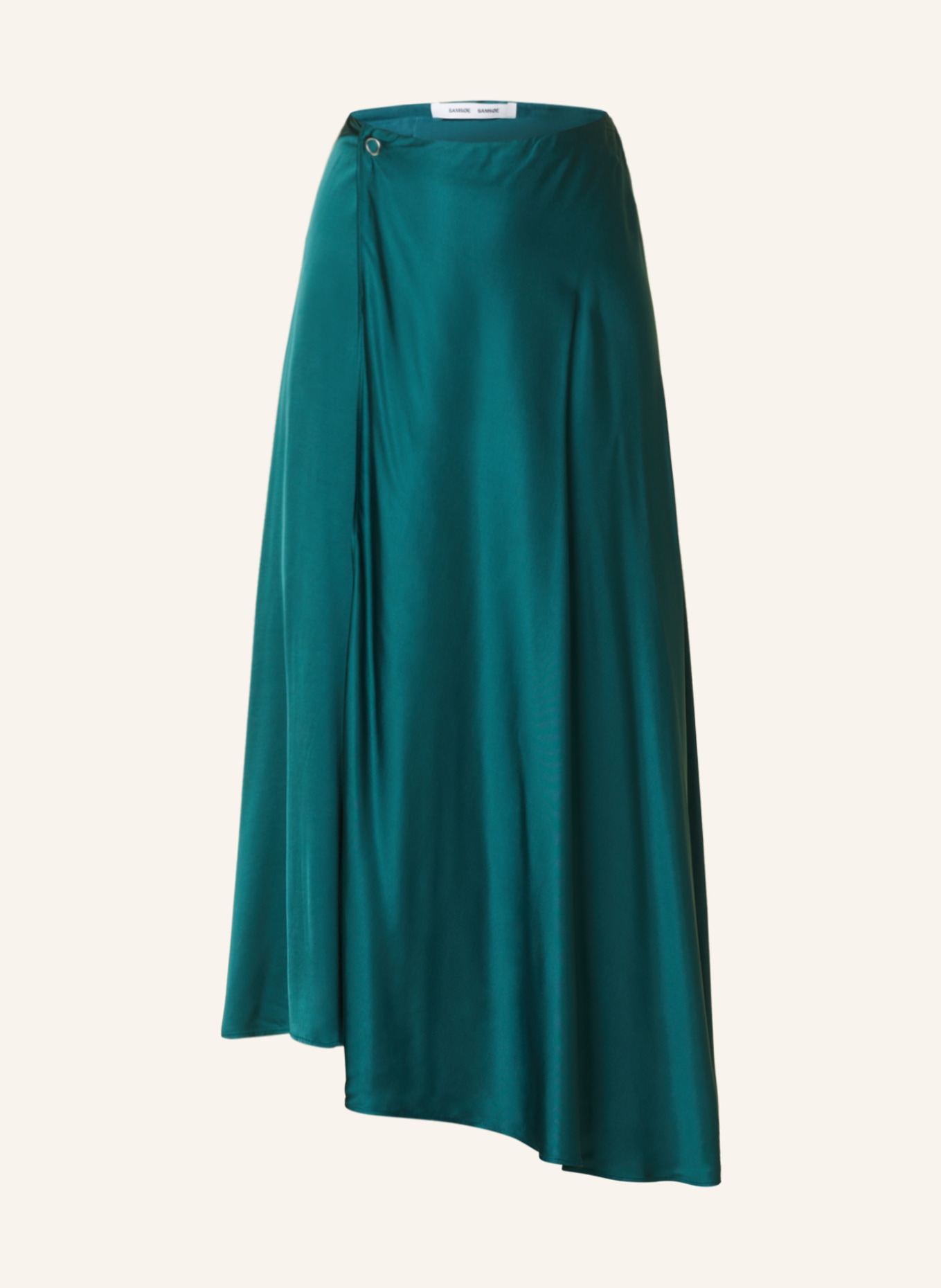 SAMSØE  SAMSØE Zavinovací sukně VIKTORIA ze saténu, Barva: PETROLEJOVÁ (Obrázek 1)