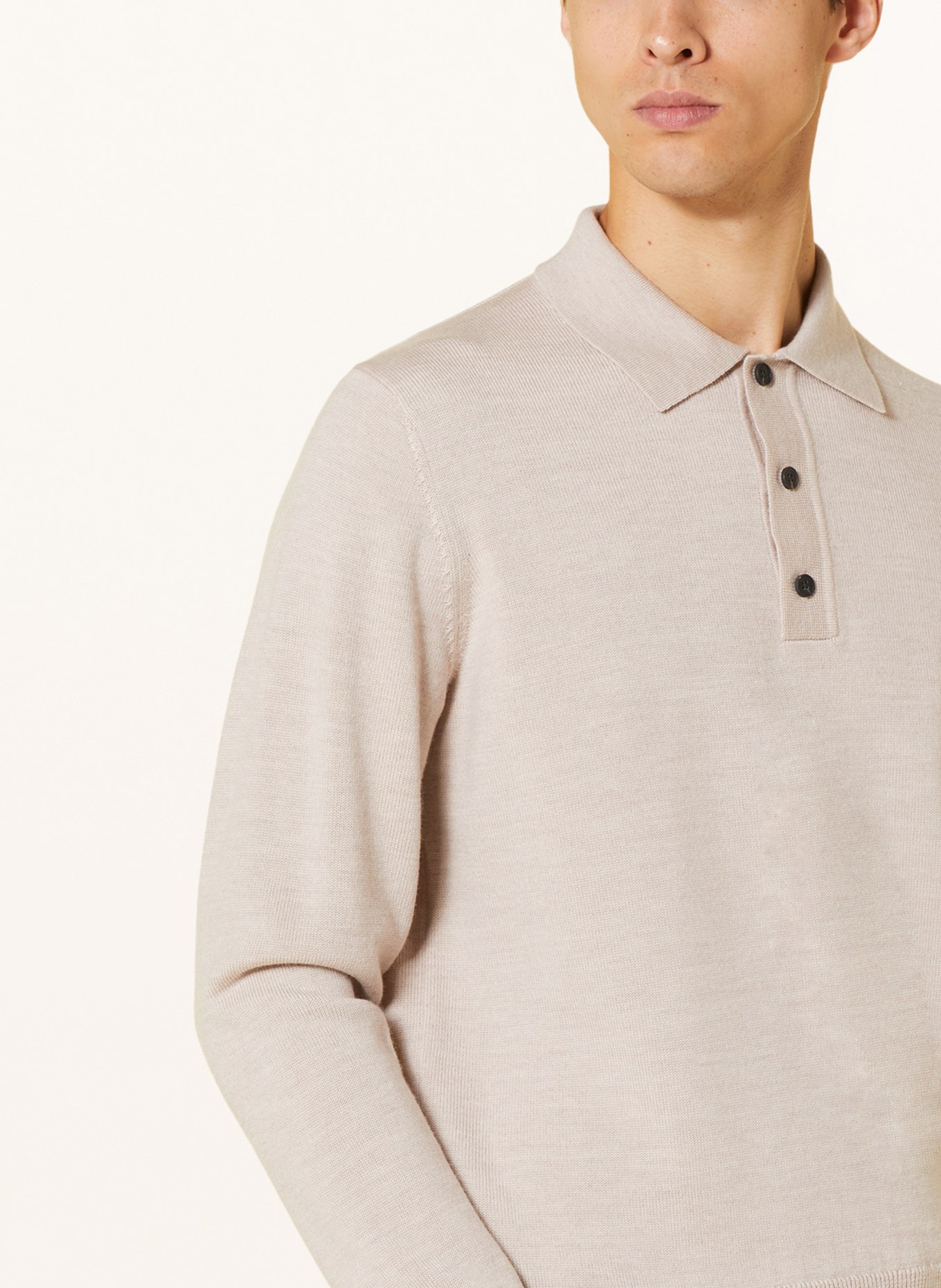 PAUL Knitted polo shirt made of merino wool, Color: BEIGE (Image 4)