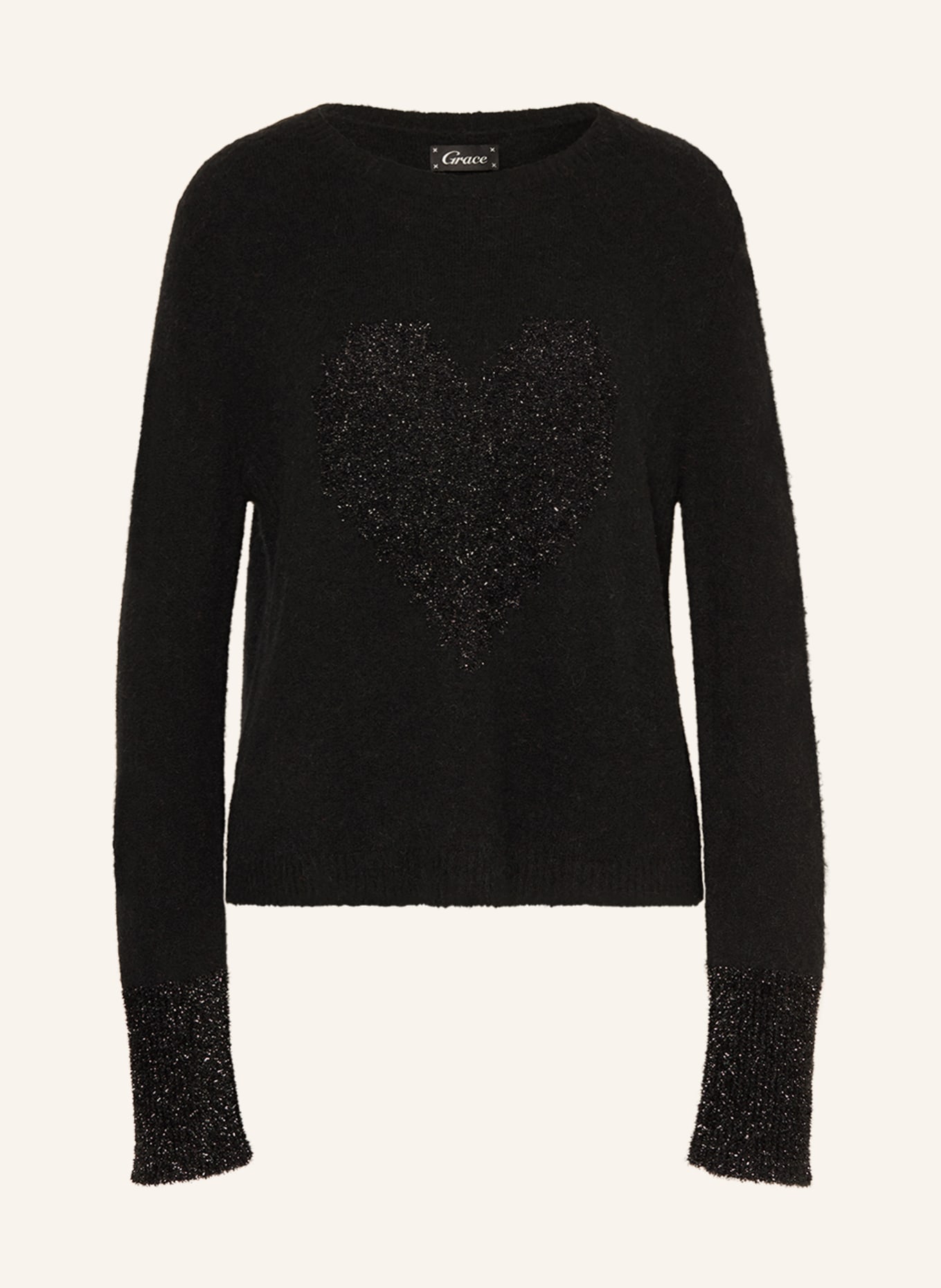 Grace Sweater with glitter thread, Color: BLACK (Image 1)