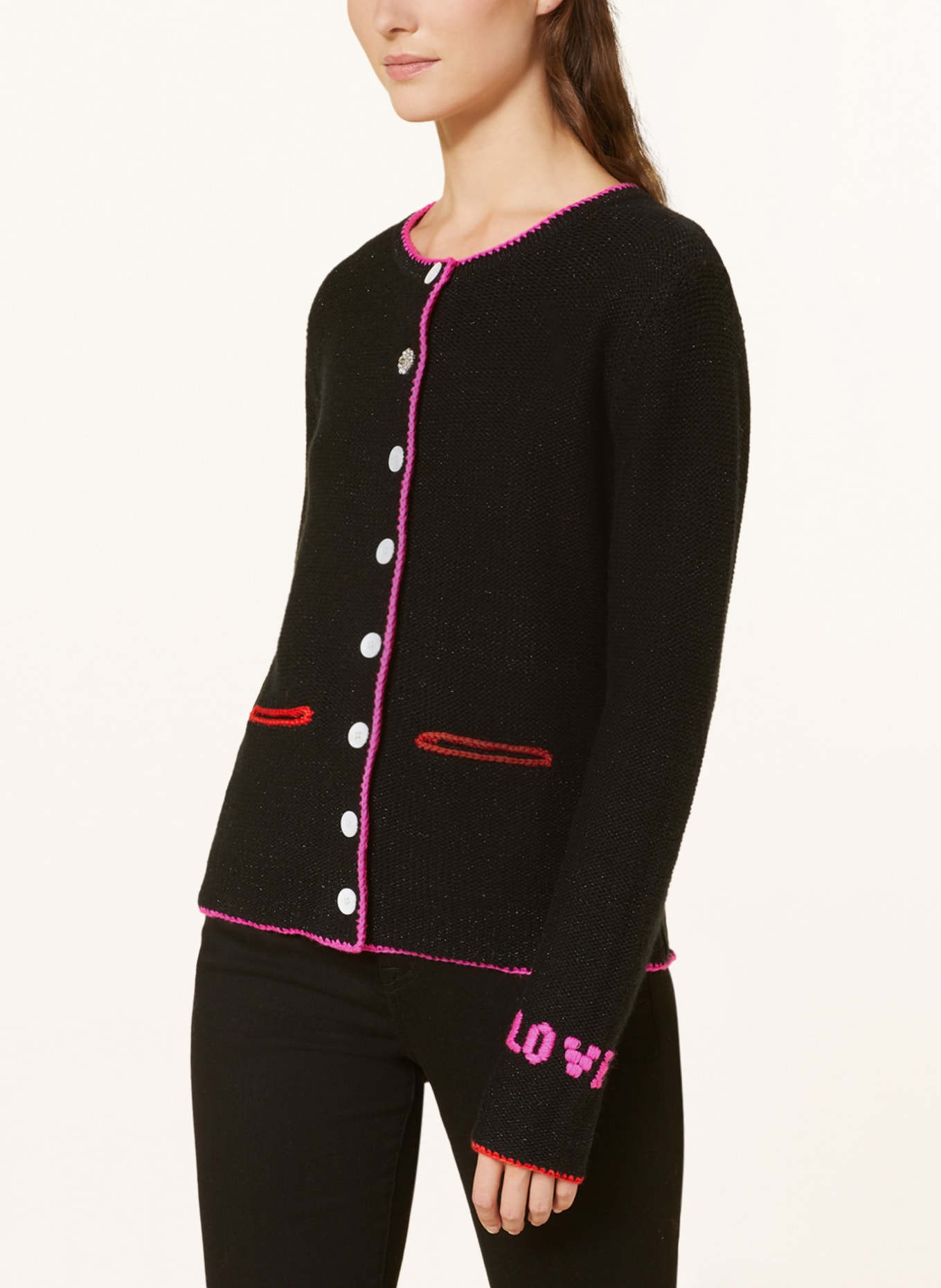 Grace Cardigan with glitter thread, Color: BLACK (Image 4)