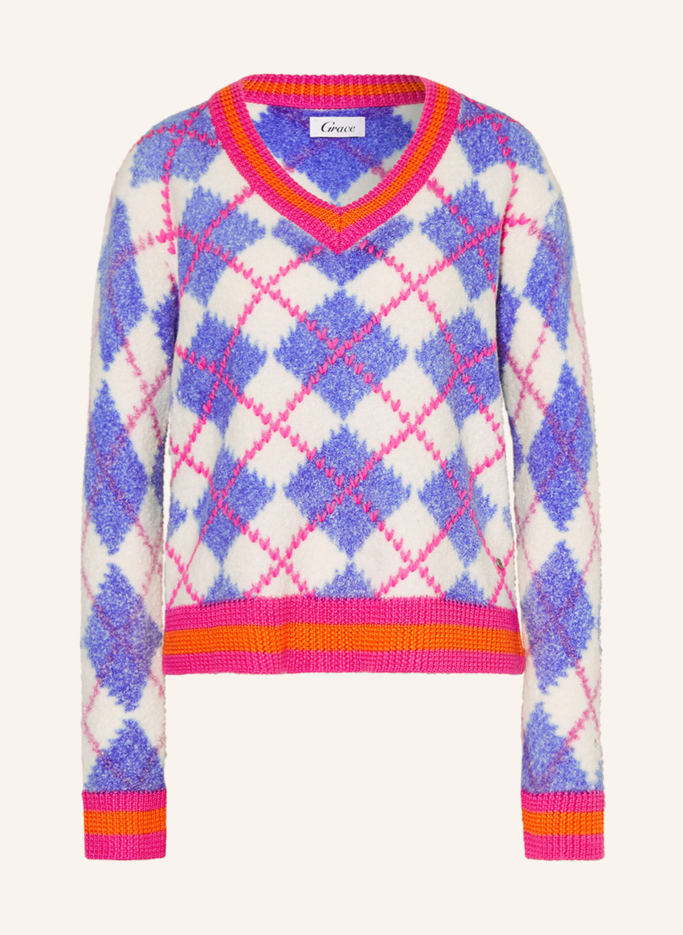 Grace Sweater, Color: BLUE/ WHITE/ PINK (Image 1)