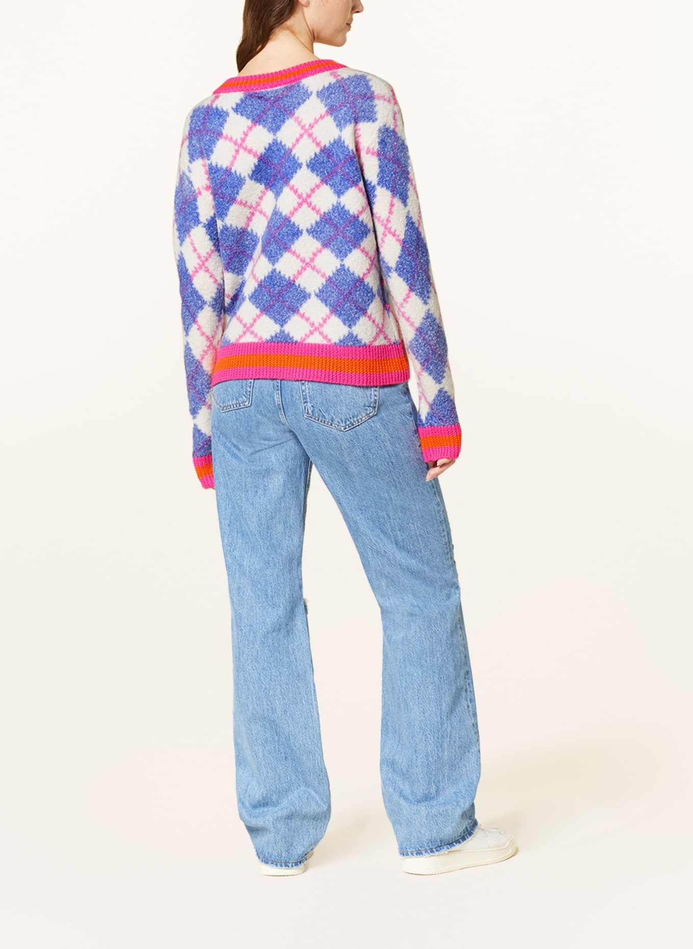 Grace Sweater, Color: BLUE/ WHITE/ PINK (Image 3)