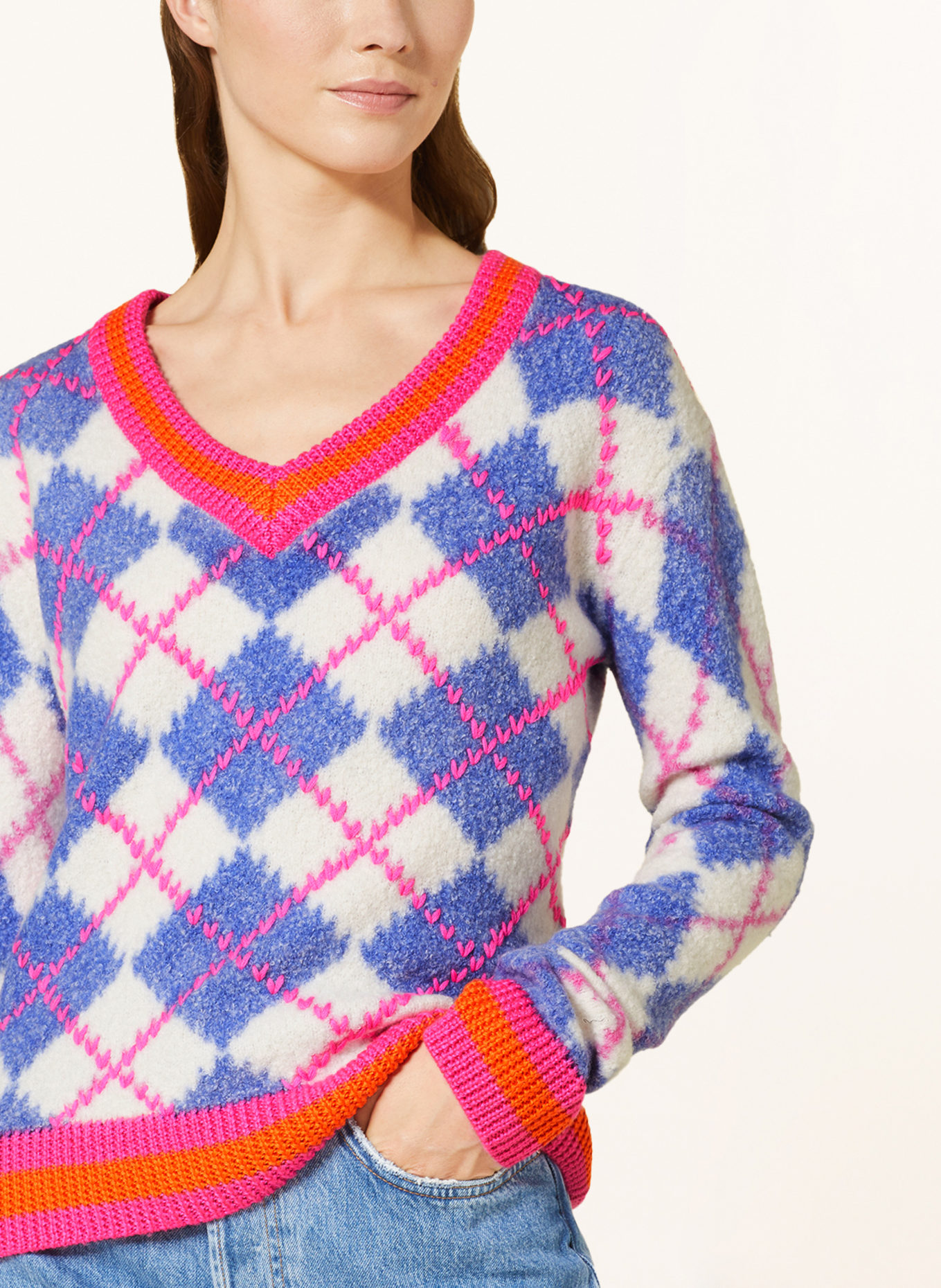 Grace Sweater, Color: BLUE/ WHITE/ PINK (Image 4)
