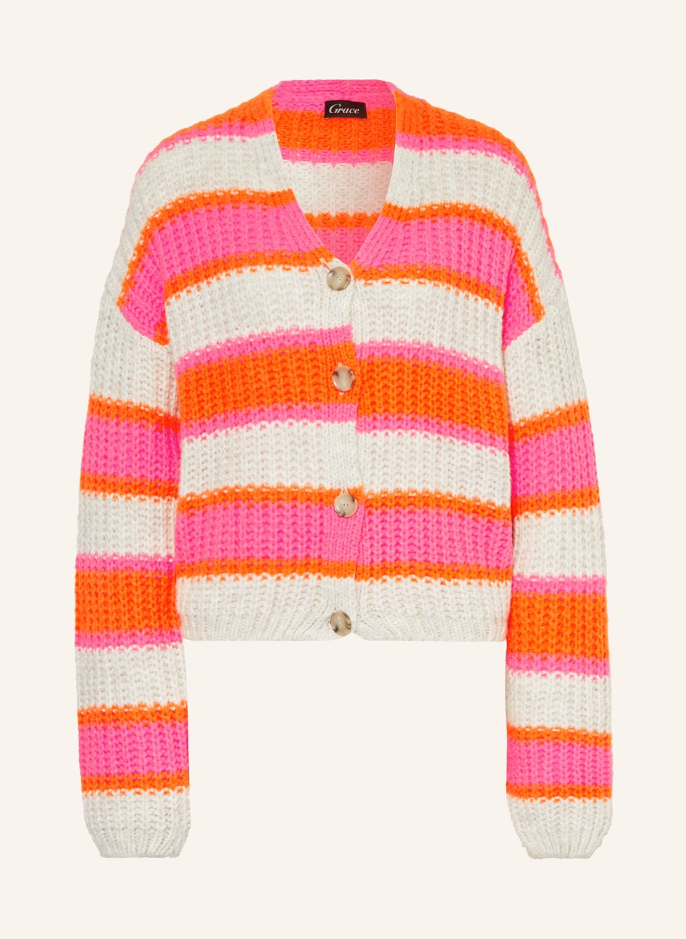 Grace Cardigan, Color: RED/ PINK/ CREAM (Image 1)