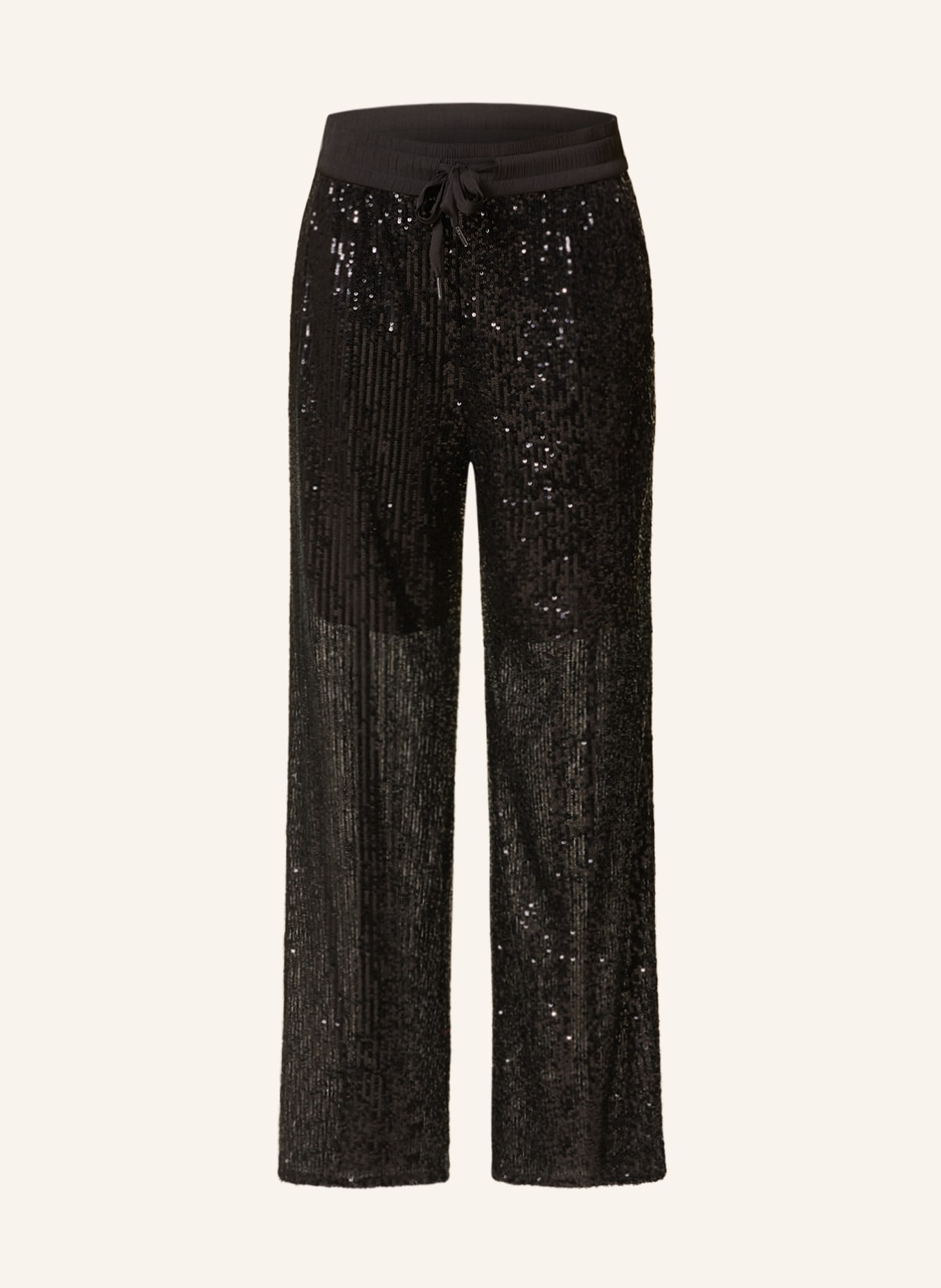 Grace Wide leg trousers with sequins, Color: BLACK (Image 1)