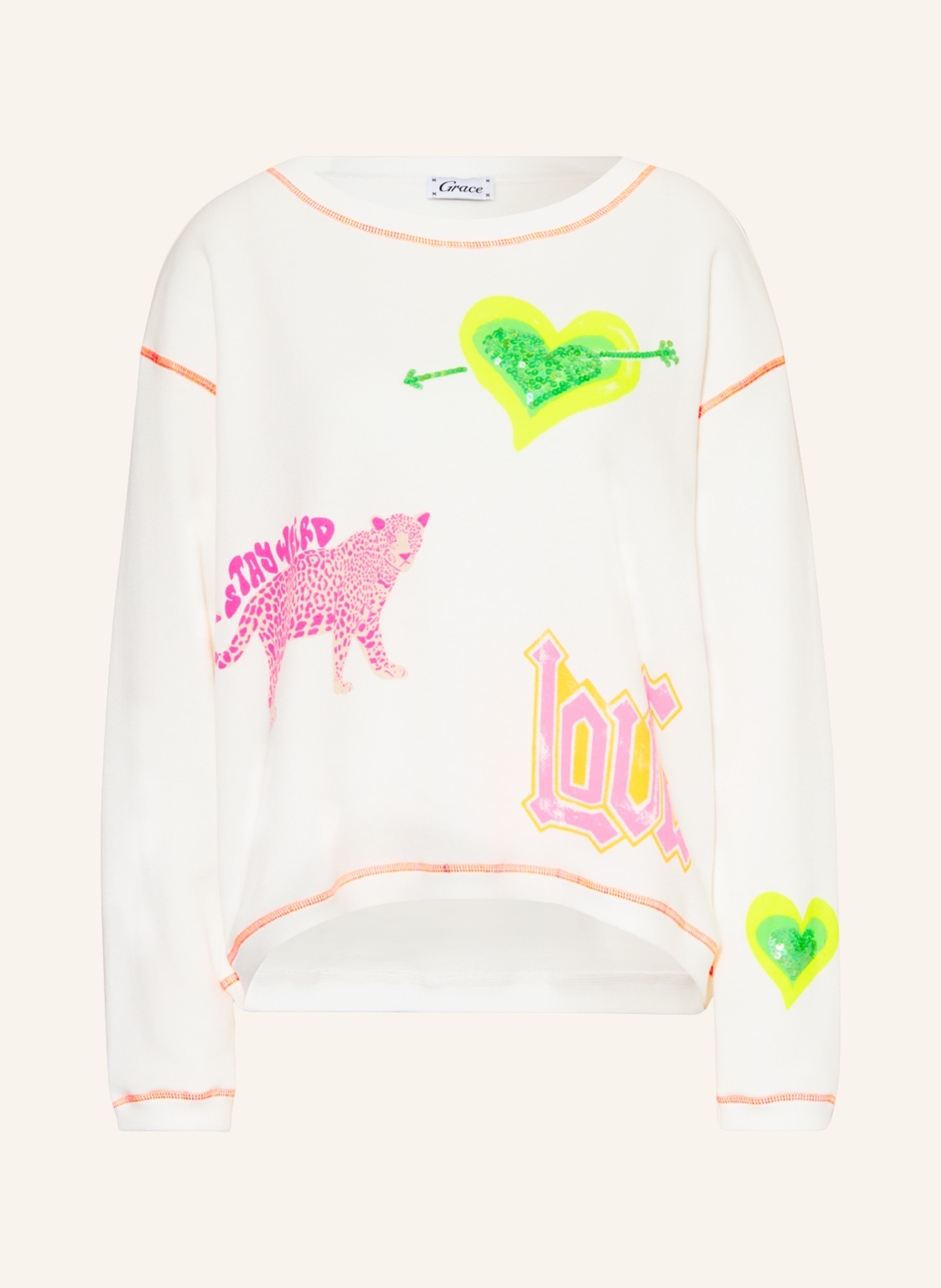 Grace Sweatshirt mit Pailletten, Farbe: WEISS (Bild 1)