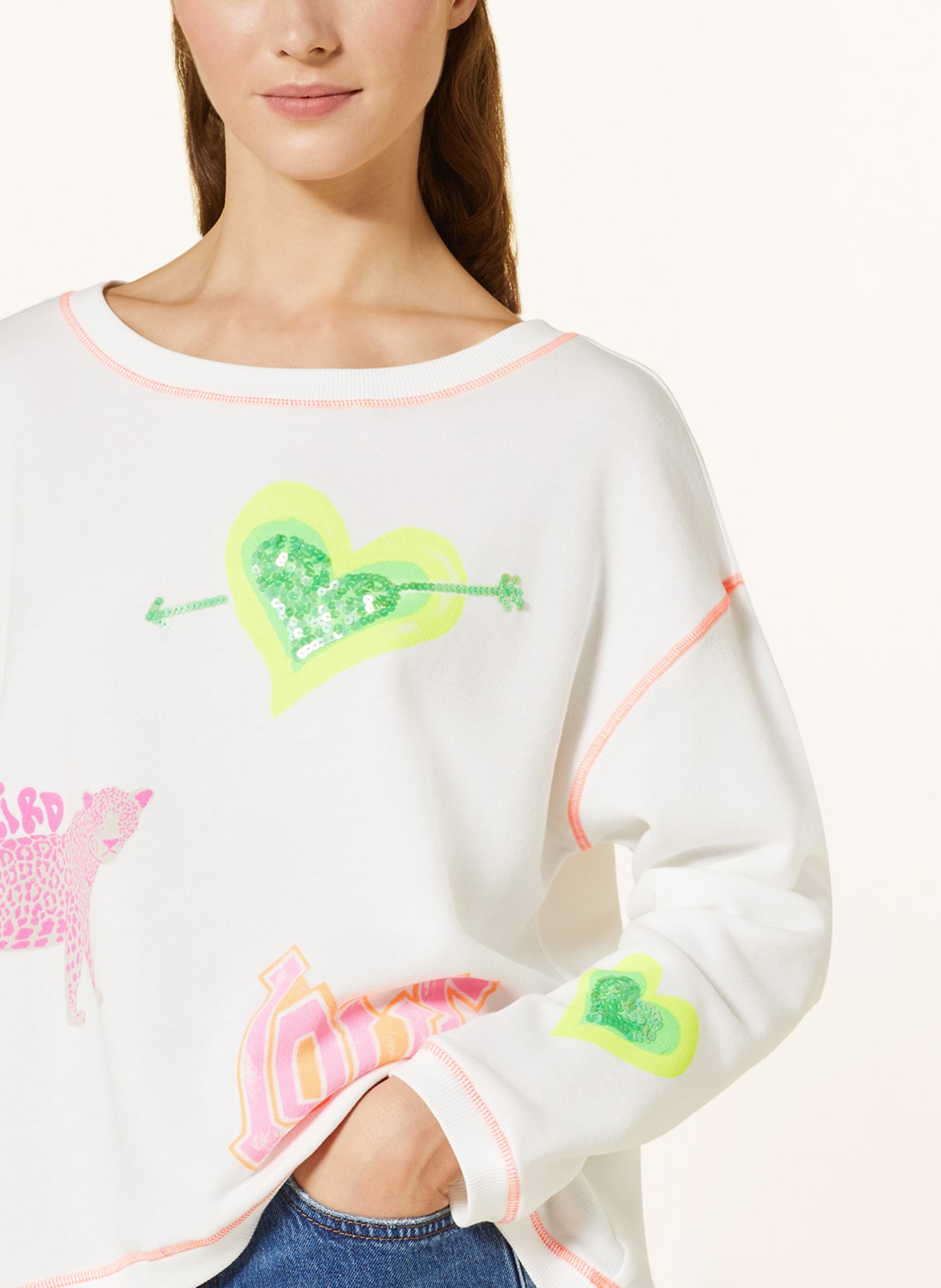 Grace Sweatshirt mit Pailletten, Farbe: WEISS (Bild 4)