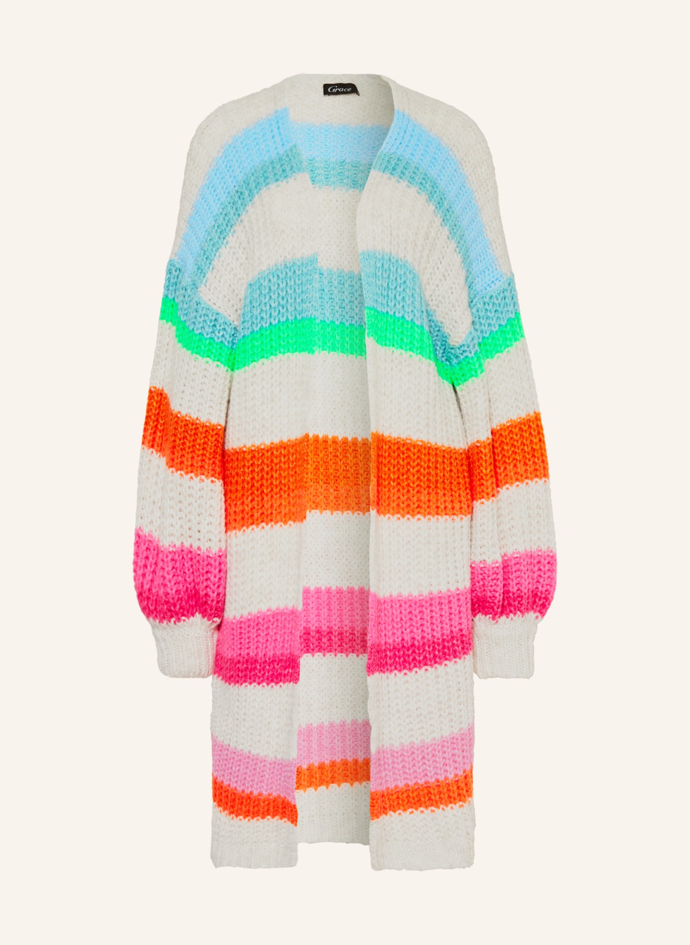 Grace Knit cardigan, Color: WHITE/ ORANGE/ GREEN (Image 1)