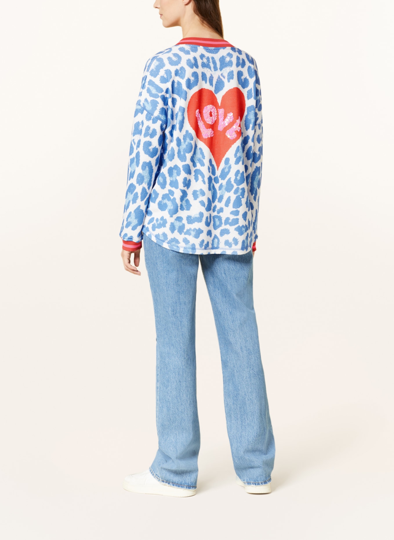 Grace Sweatshirt mit Pailletten, Farbe: BLAU/ WEISS (Bild 2)