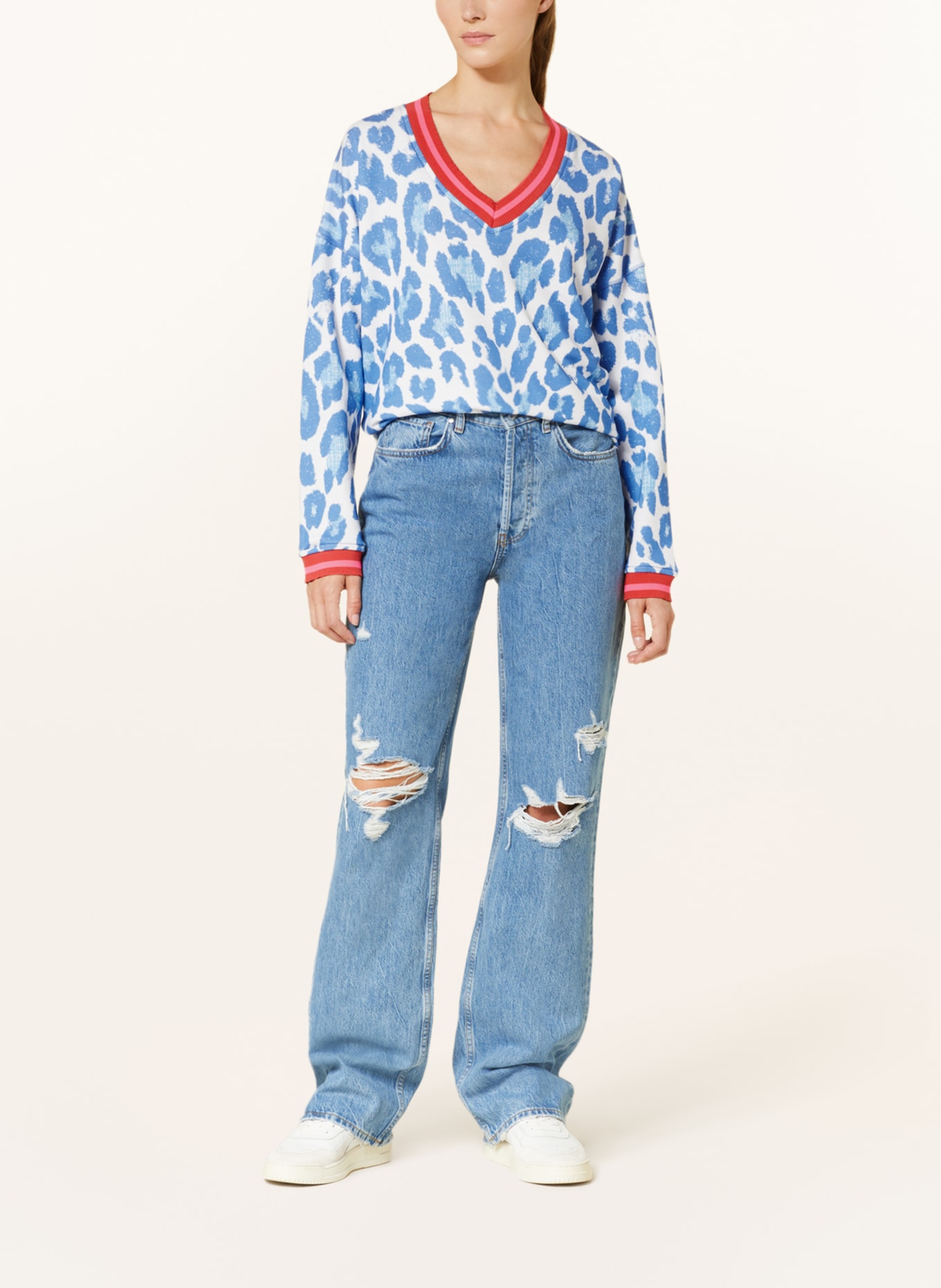 Grace Sweatshirt mit Pailletten, Farbe: BLAU/ WEISS (Bild 3)
