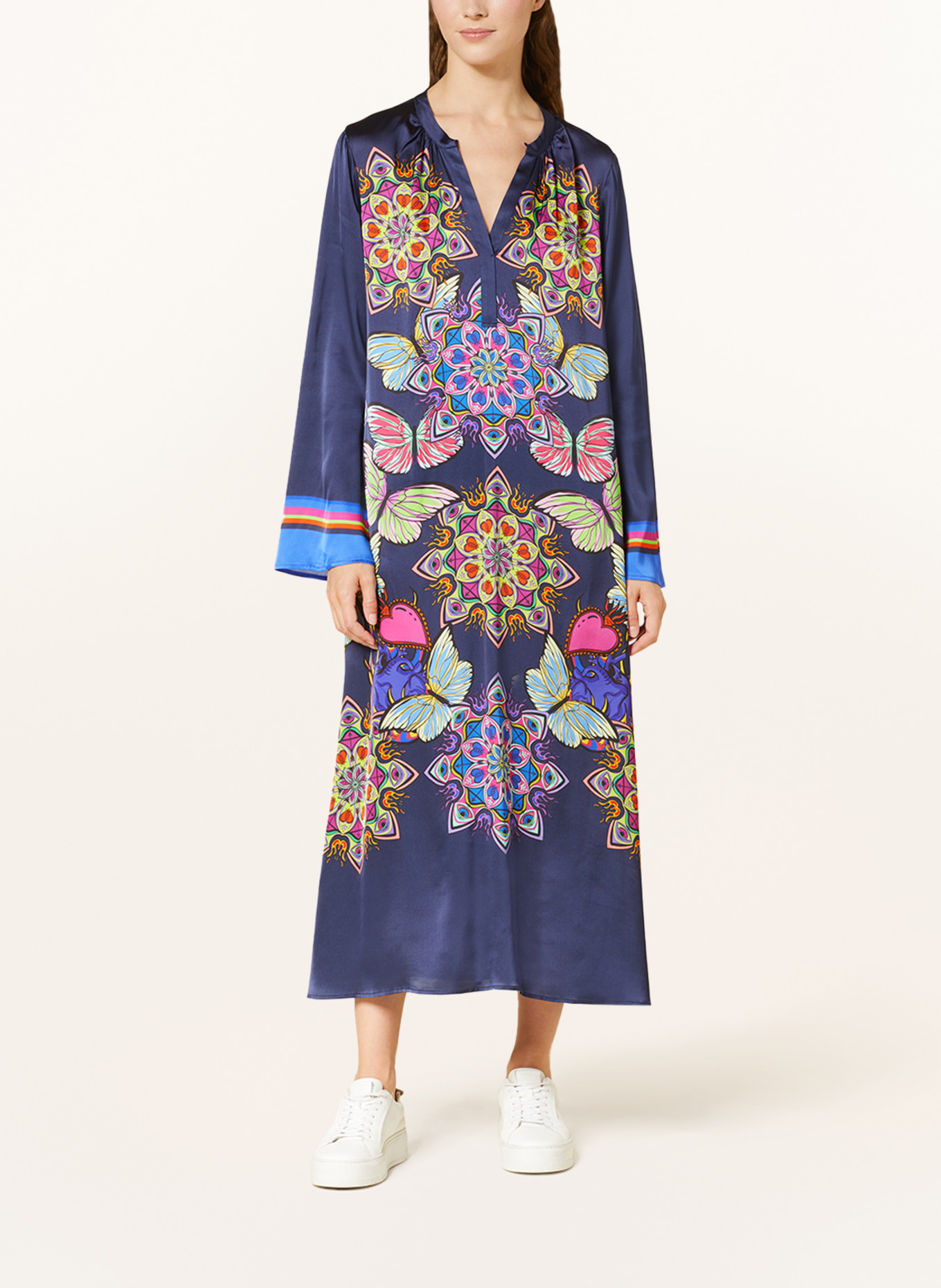 Grace Saténové šaty, Barva: TMAVĚ MODRÁ/ ŽLUTÁ/ RŮŽOVÁ (Obrázek 2)