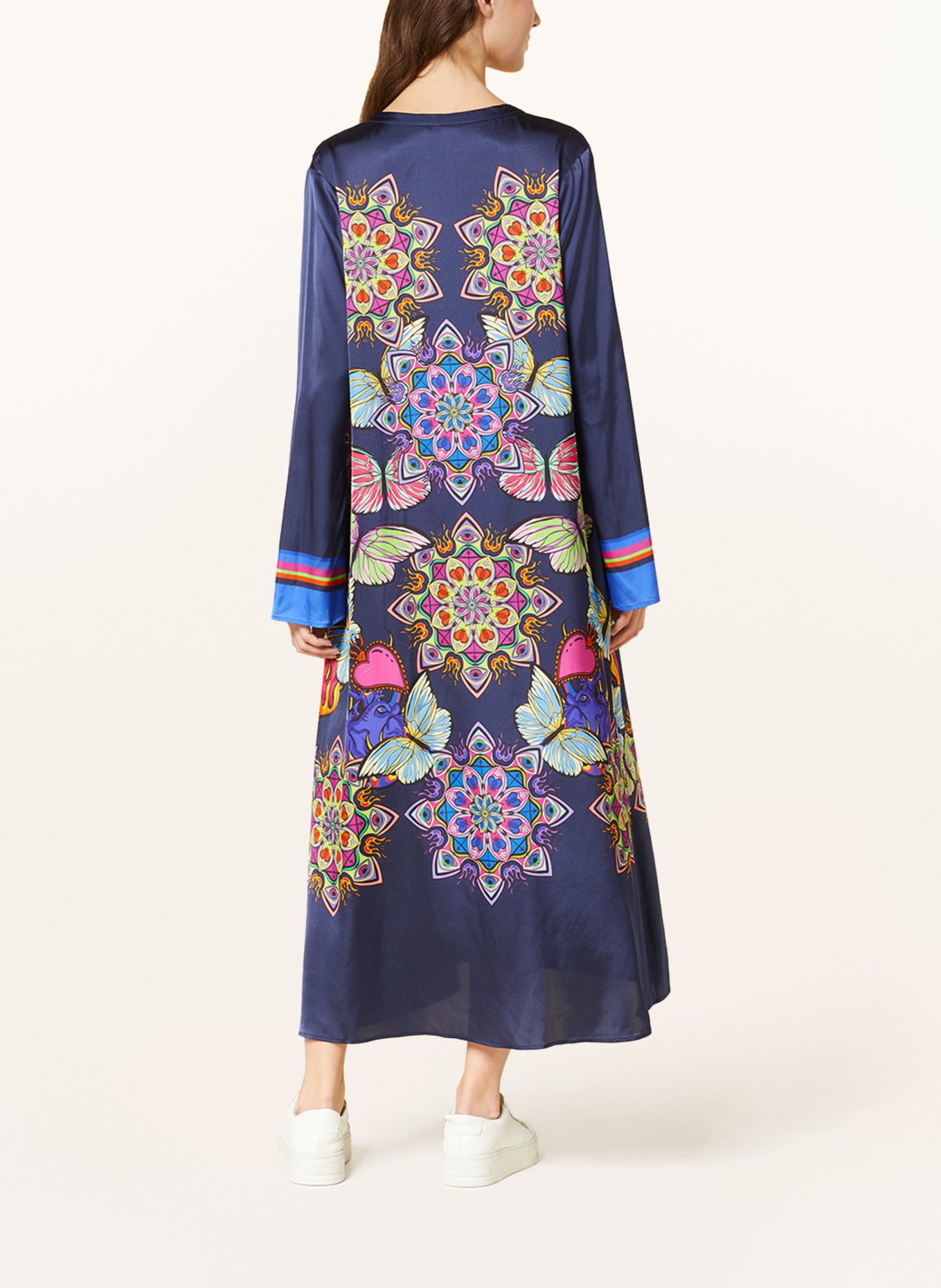 Grace Satin dress, Color: DARK BLUE/ YELLOW/ PINK (Image 3)