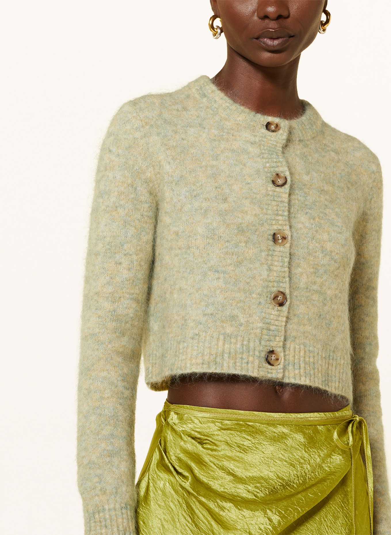 Acne Studios Cropped cardigan with mohair, Color: LIGHT GREEN (Image 4)