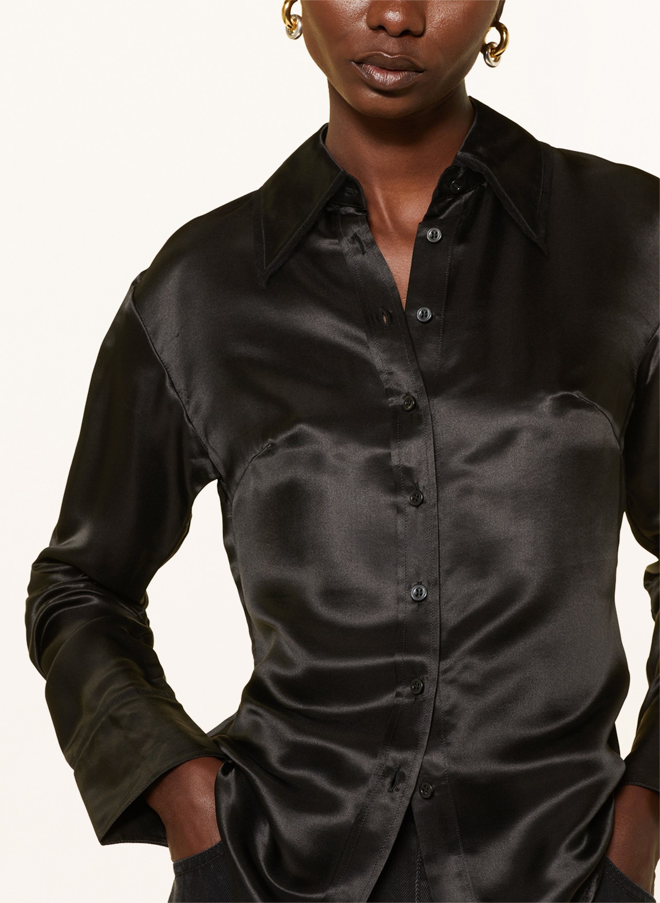 Acne Studios Satin shirt blouse, Color: BLACK (Image 4)