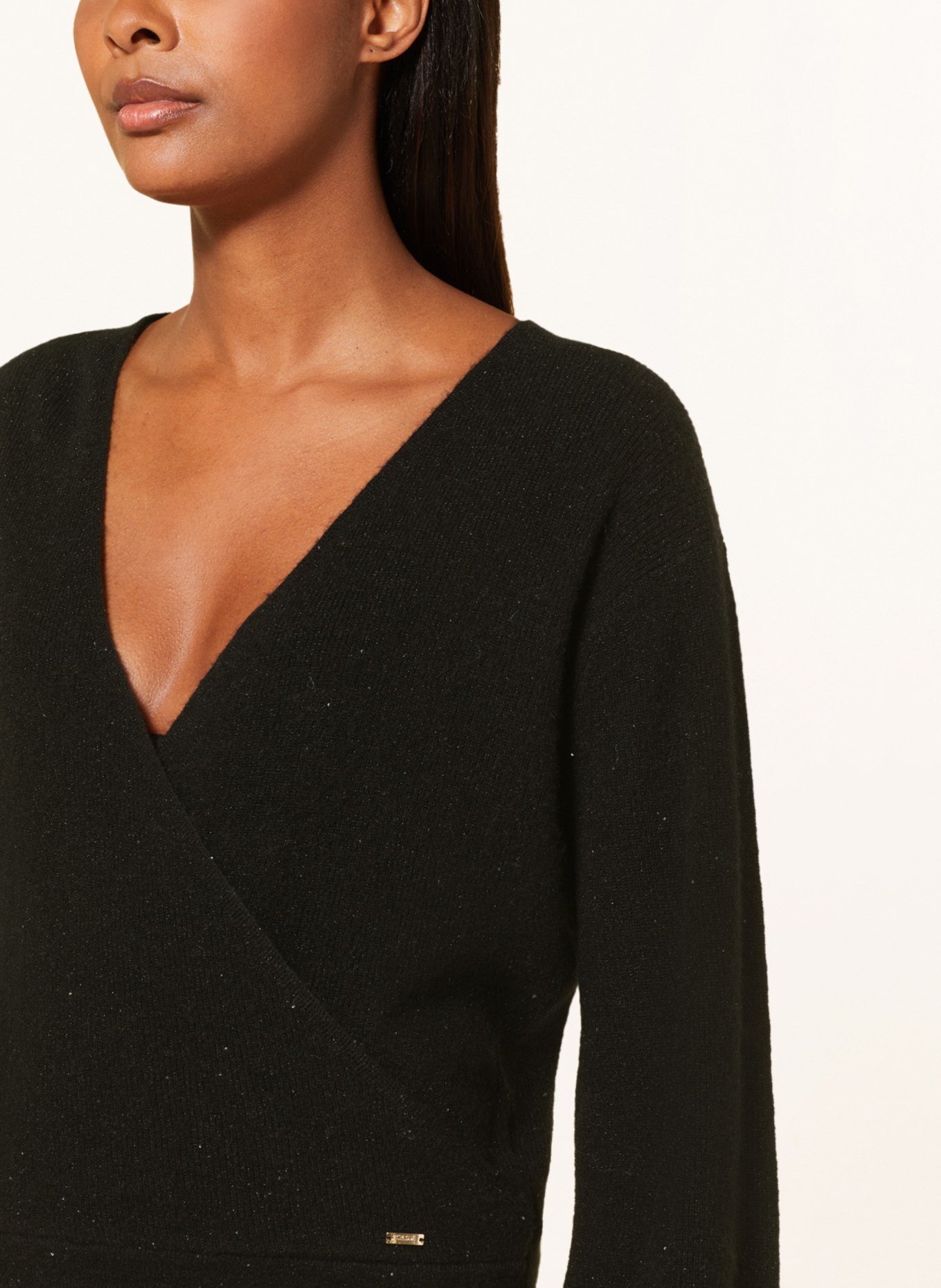 CINQUE Sweater CIBRIA in wrap look with glitter thread, Color: BLACK (Image 4)