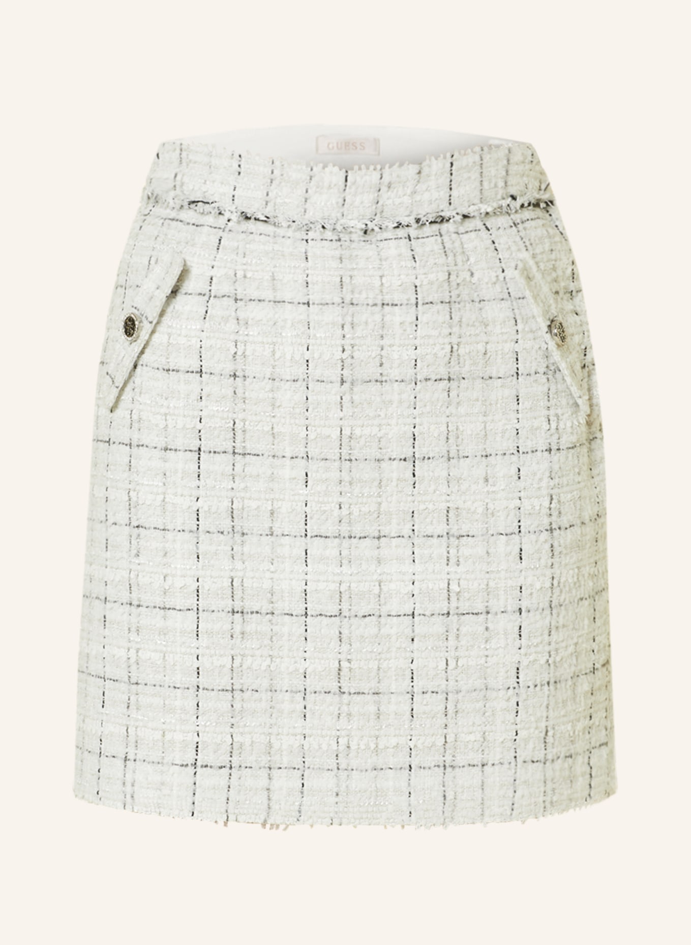 GUESS Tweed skirt SOFIA, Color: WHITE/ BLACK/ SILVER (Image 1)