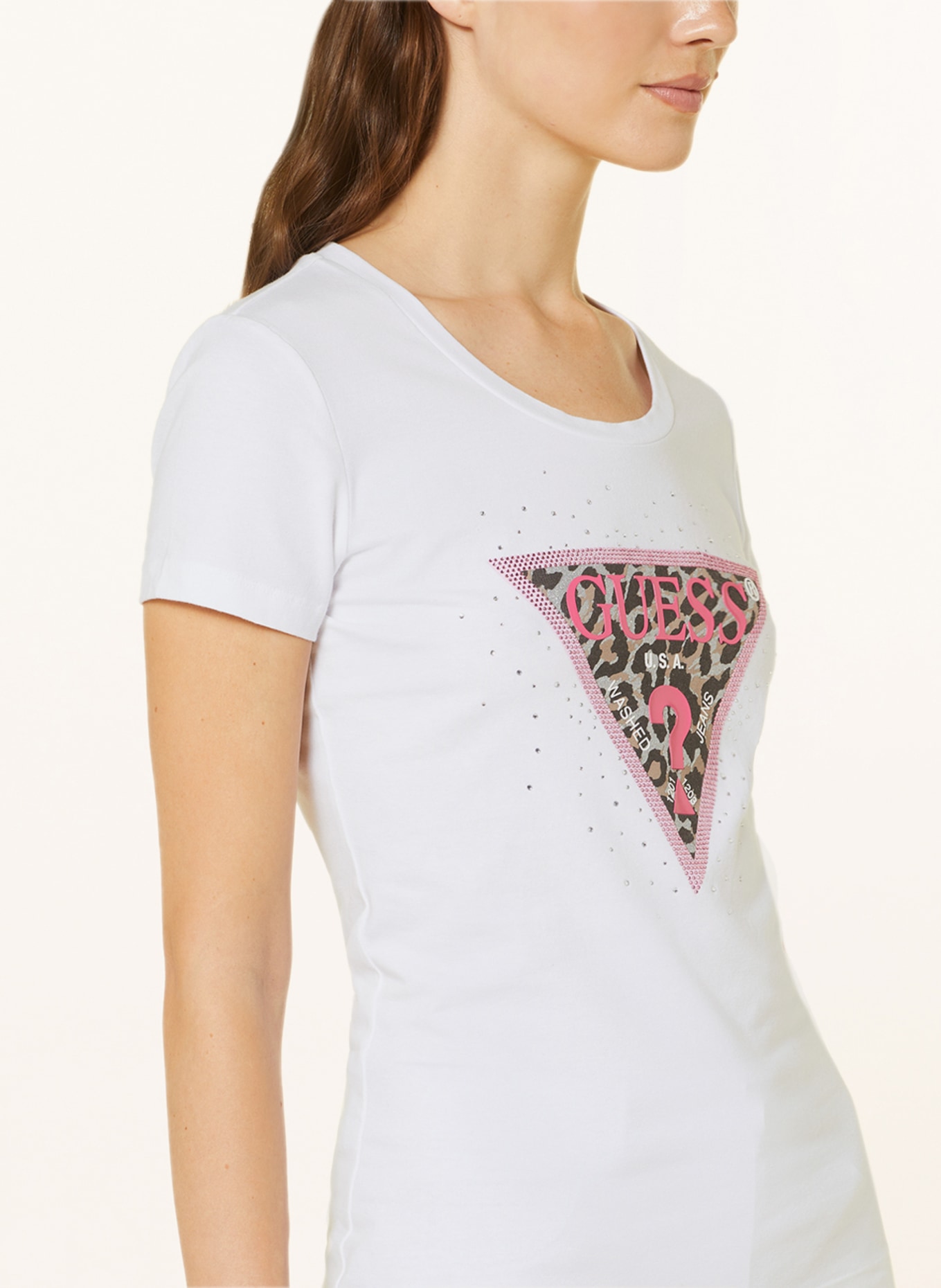 GUESS T-Shirt SPRING mit Schmucksteinen, Farbe: WEISS (Bild 4)