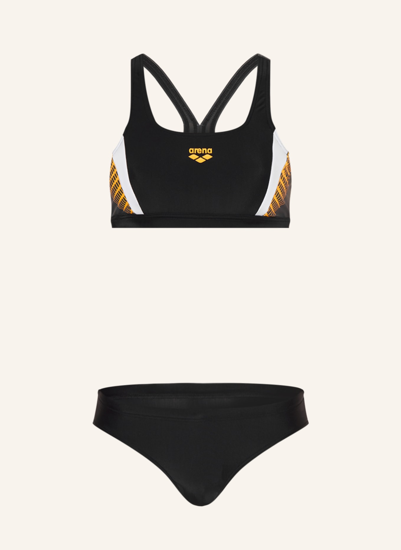 arena Bralette bikini THREEFOLD with UV protection 50+, Color: BLACK/ WHITE/ DARK YELLOW (Image 1)