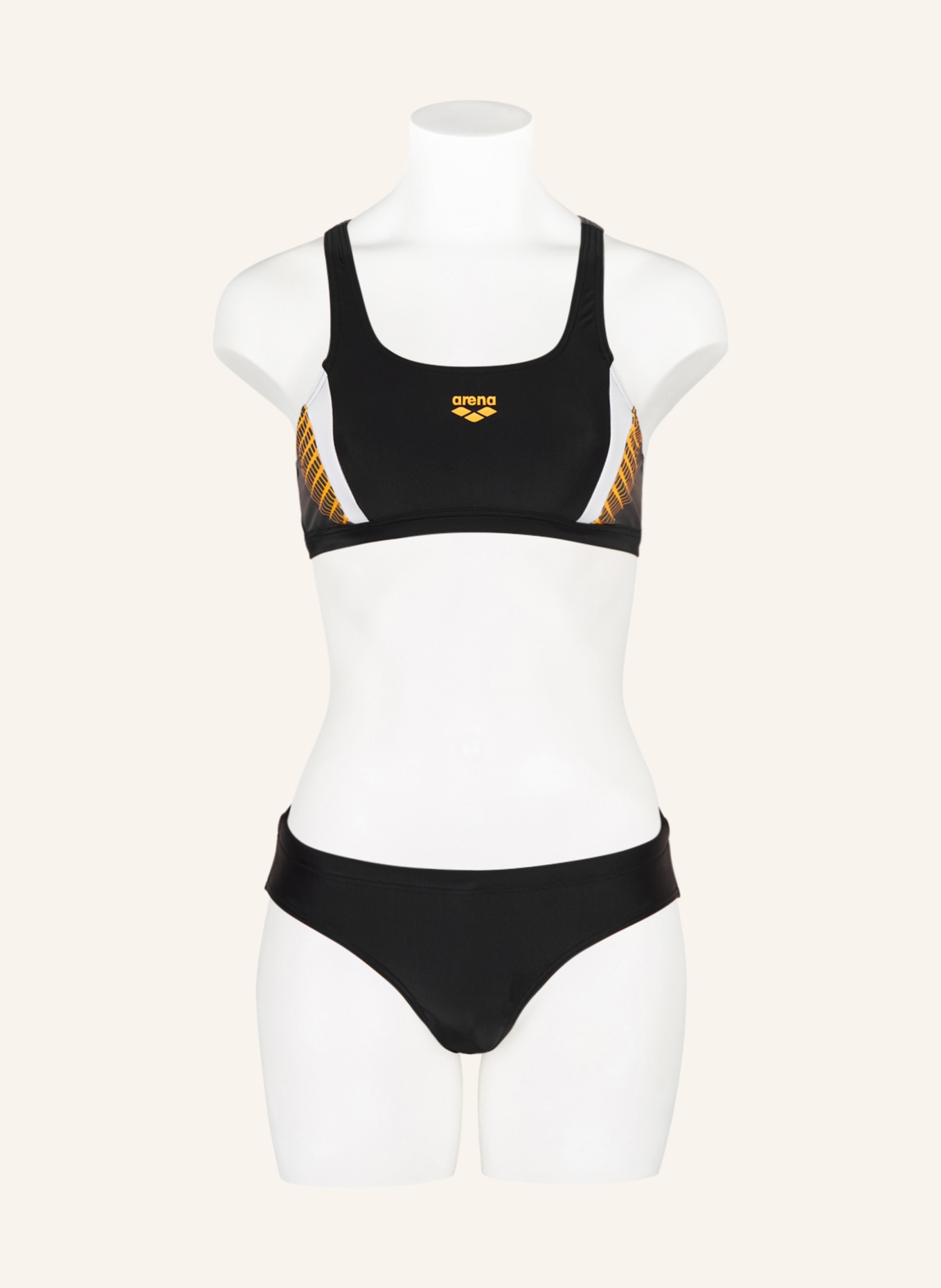 arena Bralette bikini THREEFOLD with UV protection 50+, Color: BLACK/ WHITE/ DARK YELLOW (Image 2)