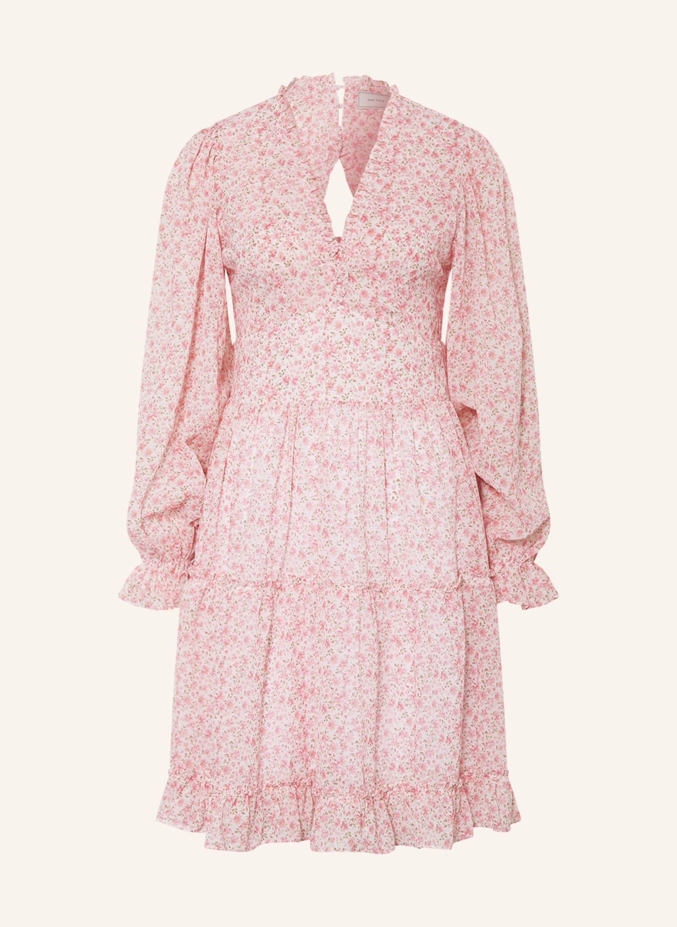 NEO NOIR Dress MILLER ROMANCE, Color: WHITE/ OLIVE/ PINK (Image 1)