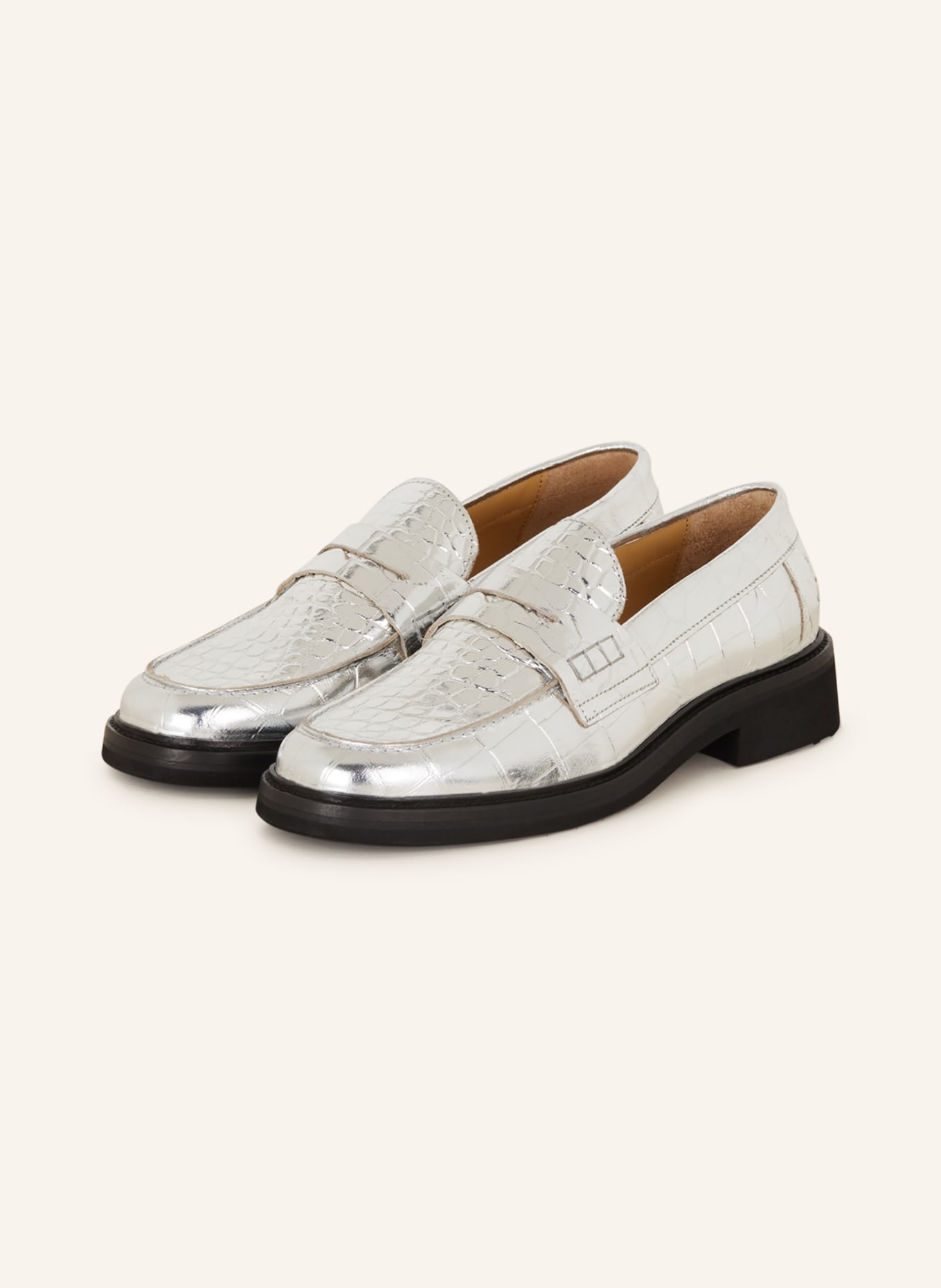 MRS & HUGS Penny loafers, Color: SILVER (Image 1)