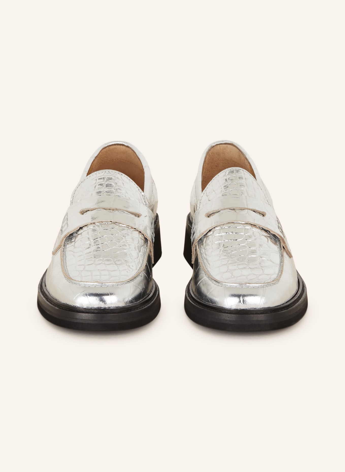 MRS & HUGS Penny loafers, Color: SILVER (Image 3)