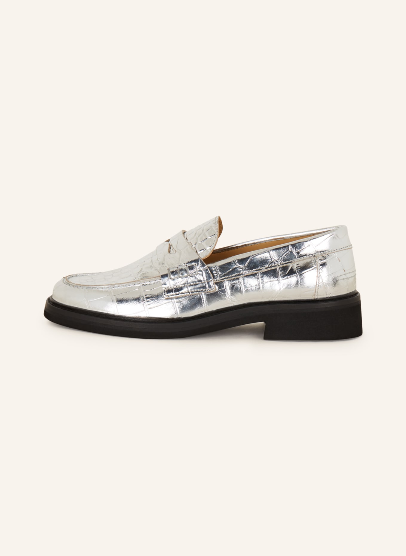 MRS & HUGS Penny loafers, Color: SILVER (Image 4)