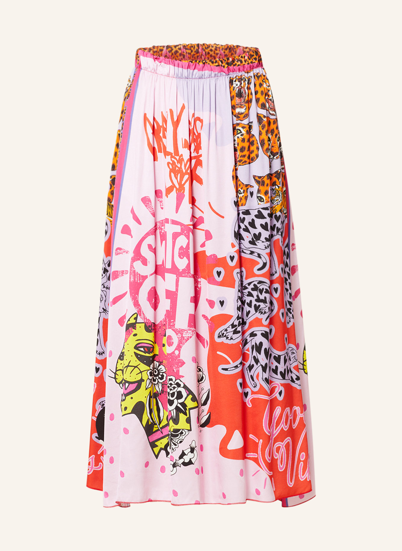 miss goodlife Satin skirt, Color: PINK/ RED/ LIGHT PURPLE (Image 1)