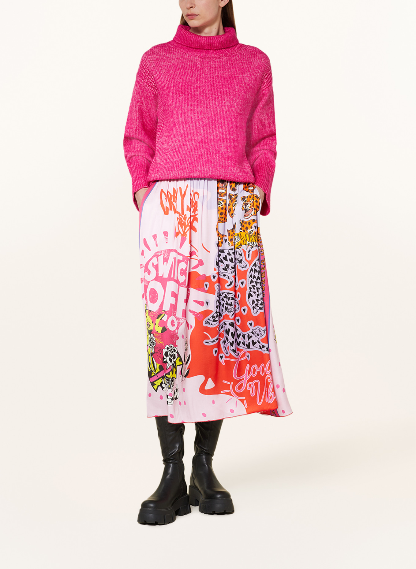 miss goodlife Satin skirt, Color: PINK/ RED/ LIGHT PURPLE (Image 2)
