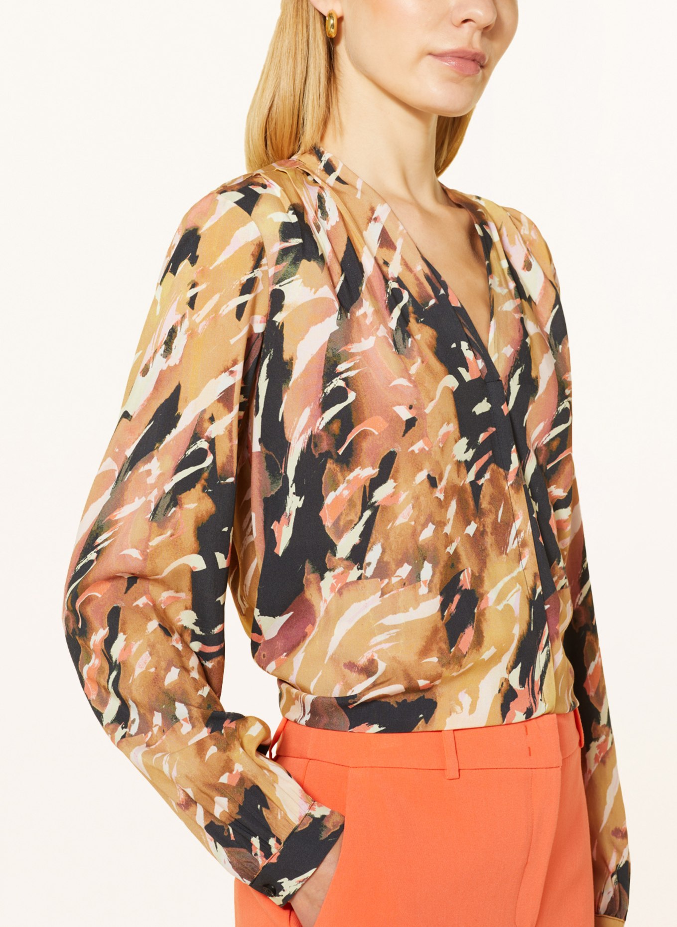 comma Shirt blouse, Color: BLACK/ BROWN/ SALMON (Image 4)