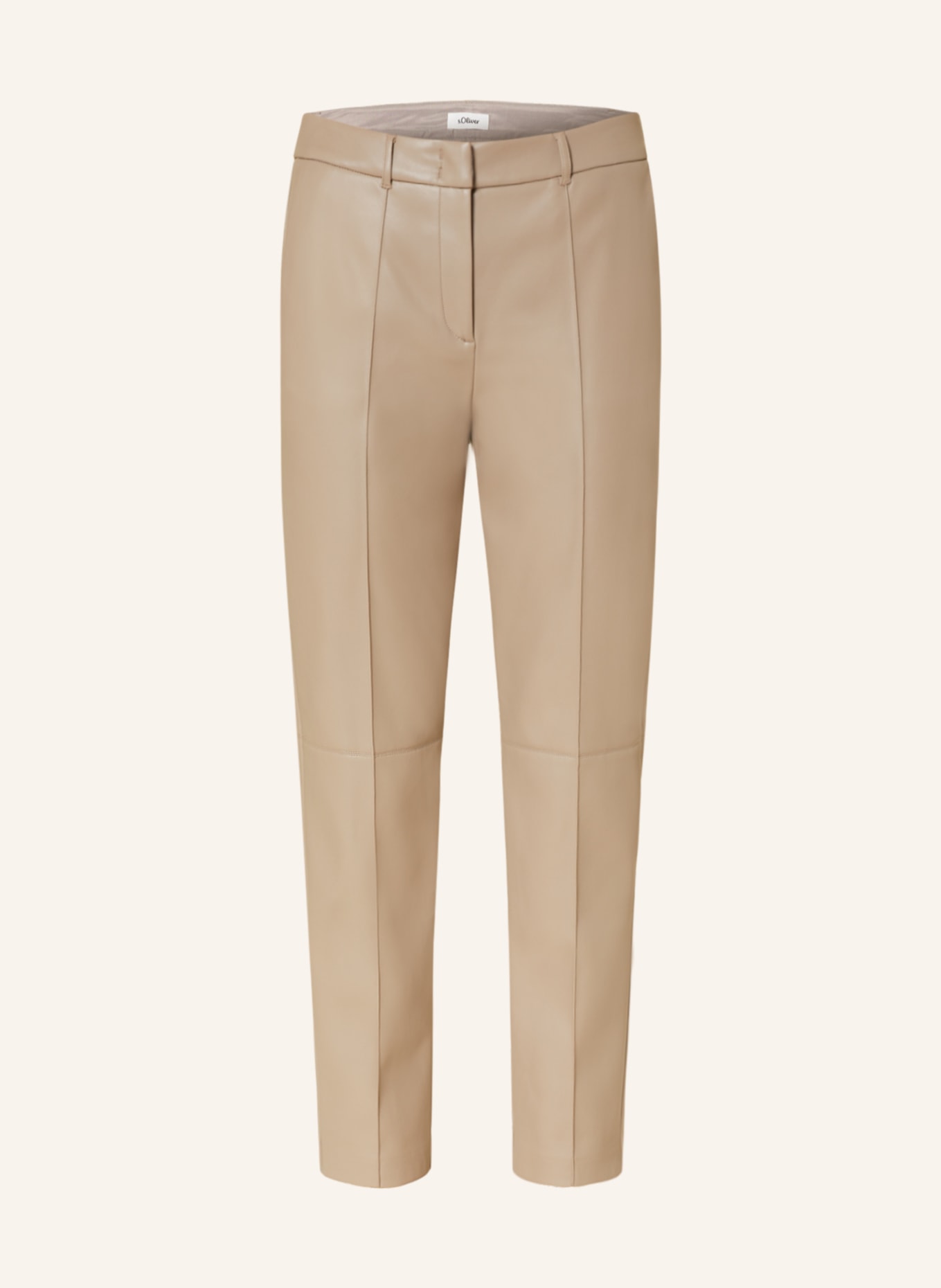 s.Oliver BLACK LABEL Pants in leather look, Color: BEIGE (Image 1)