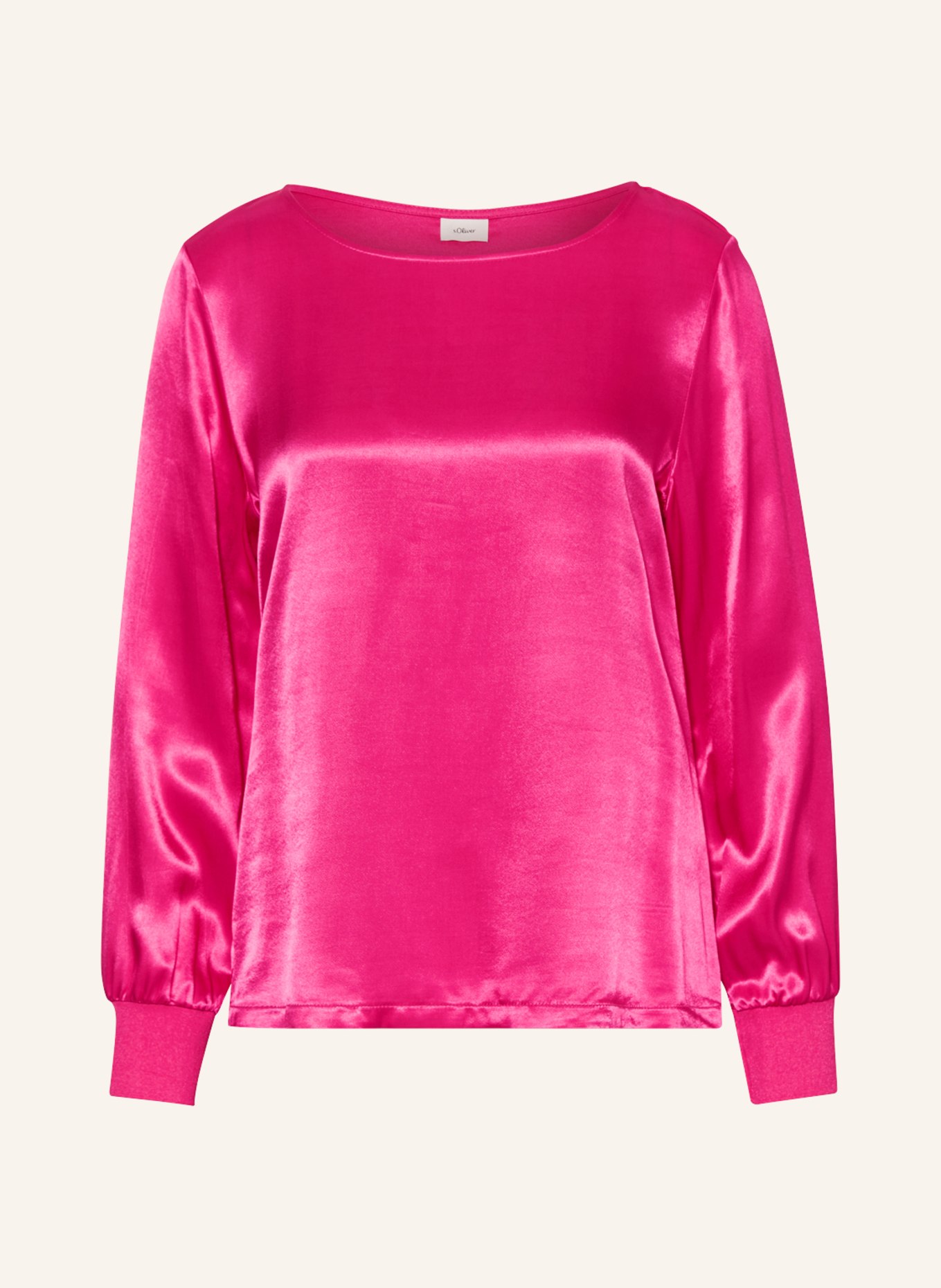 s.Oliver blouse Shirt in satin LABEL in pink BLACK